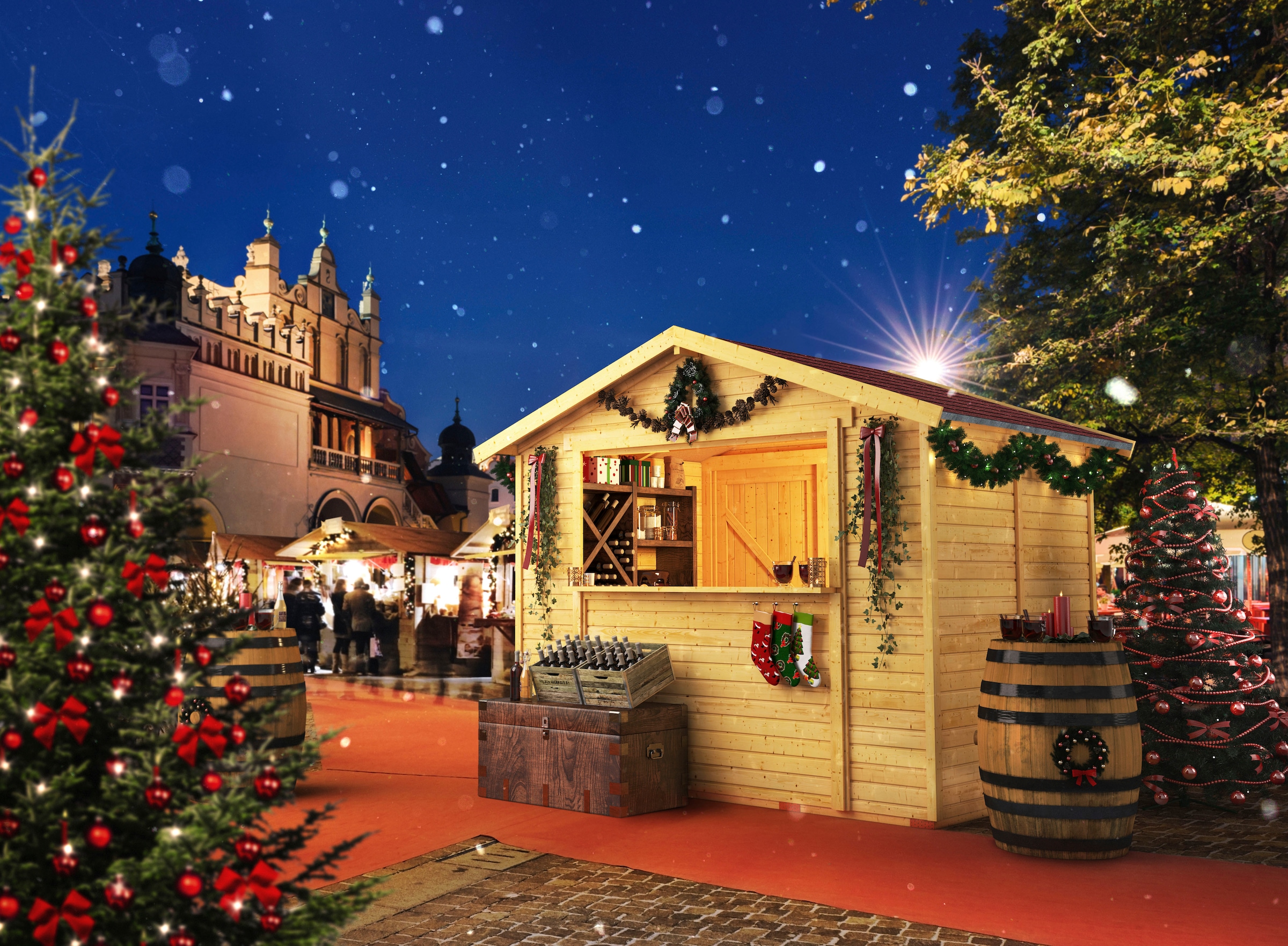 Karibu Gartenhaus »Verkaufshaus 2 naturbelassen« aus hochwertiger nordischer Fichte