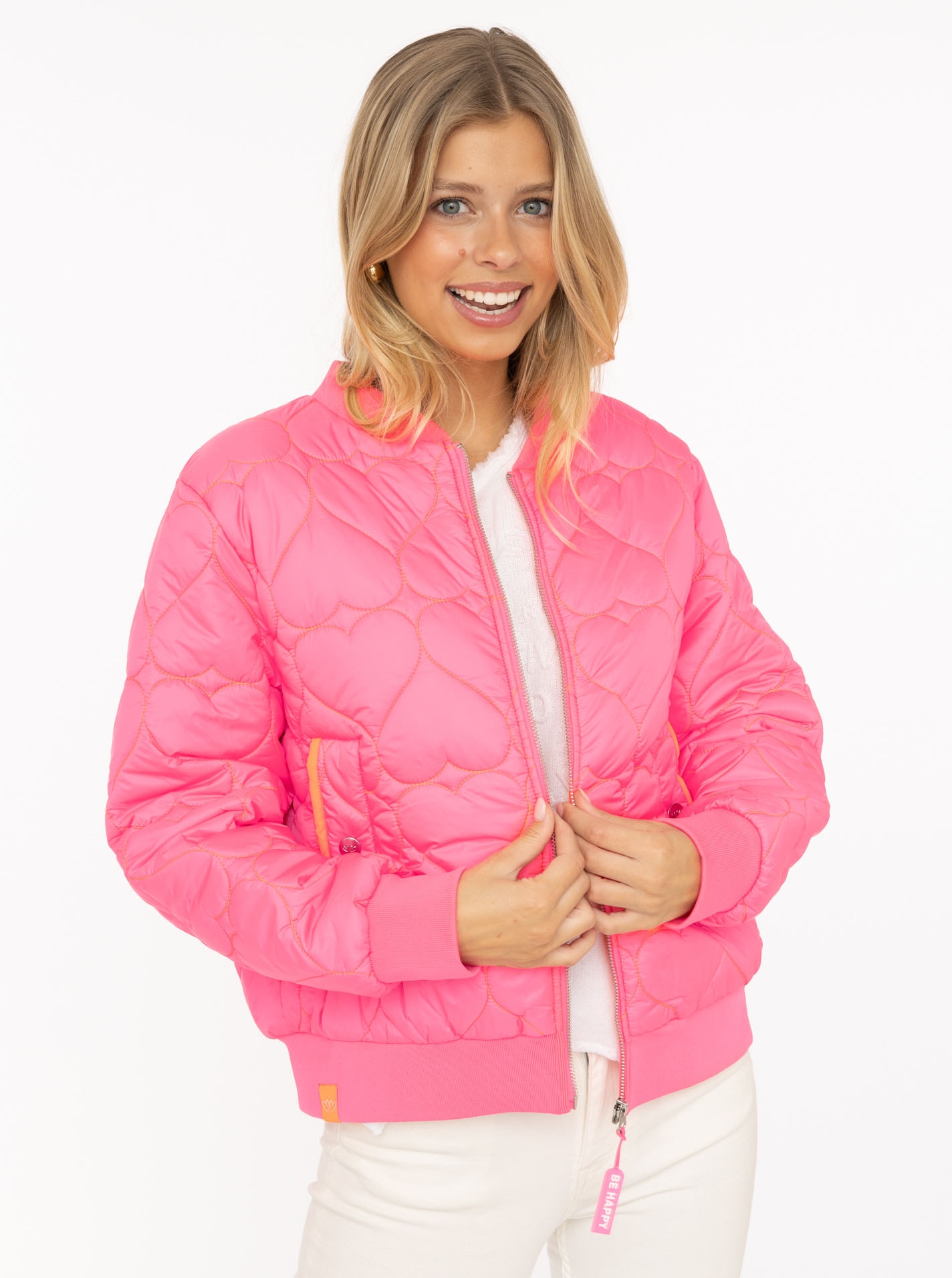 Zwillingsherz Bomberjacke »"Be Happy"« ohne Kapuze modisch, Kontrastdetails, regular fit, langärmelig, mit Herzsticker