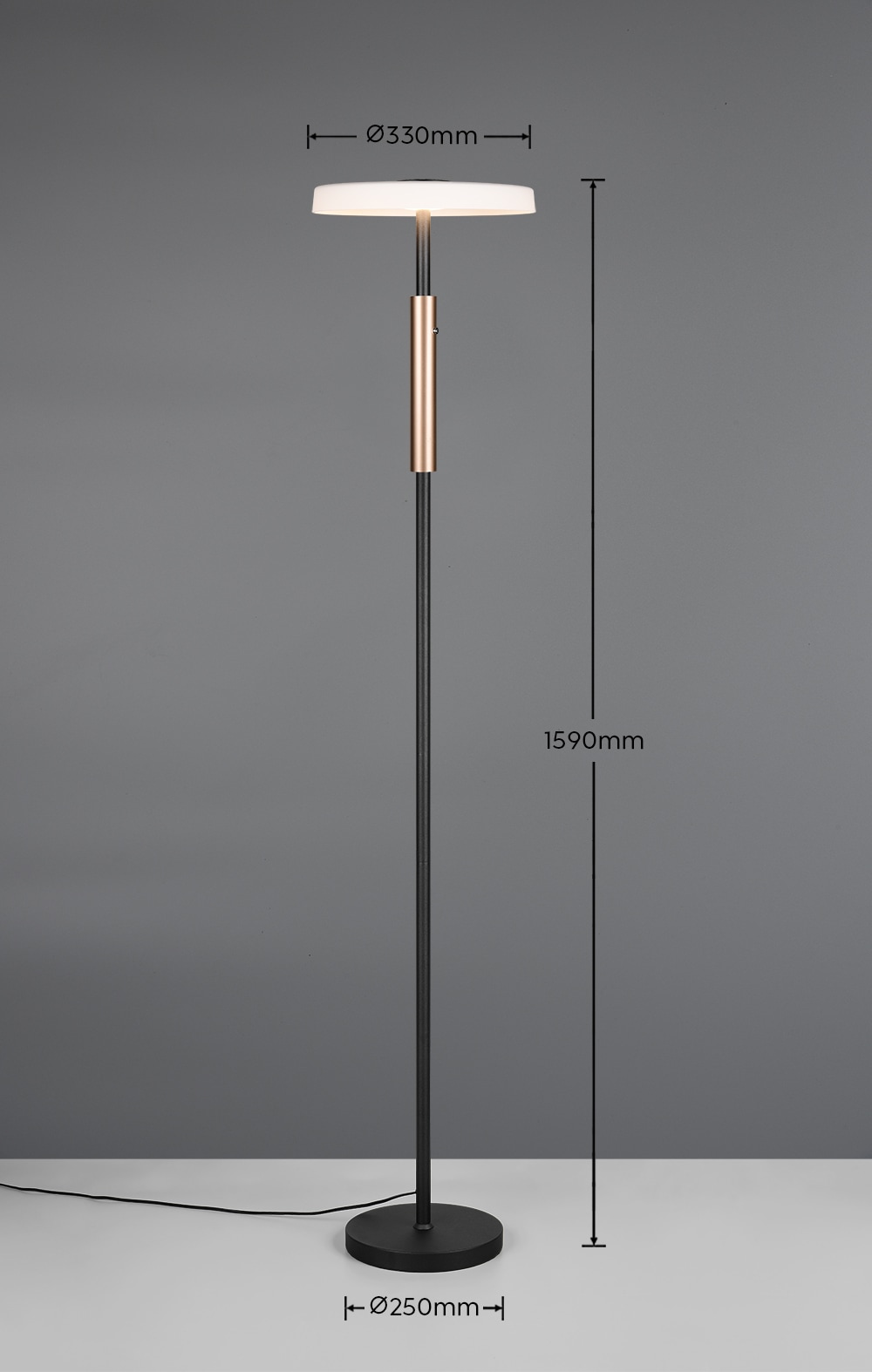 TRIO Leuchten LED Stehlampe »CELESTE, LED Stehleuchte mit 4-Stufen Touchdimmer 15W warmweiß 3000K« LED-Board 1 Stk. Warmweiß 1750 Lumen Höhe 160cm, Stehlampe mit Glasschirm Ø 33cm, Memoryfunktion