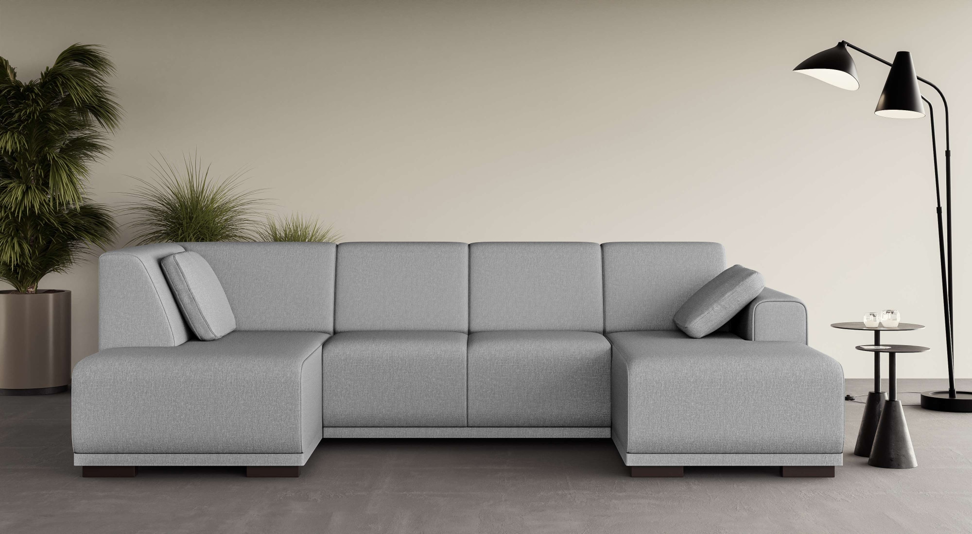 Home affaire Wohnlandschaft »BORNHOLM U-Form mit Recamiere rechts/links, B/T/H: 300/162/85 cm« U-Form mit Wellenunterfederung, Recamiere rechts oder links bestellbar