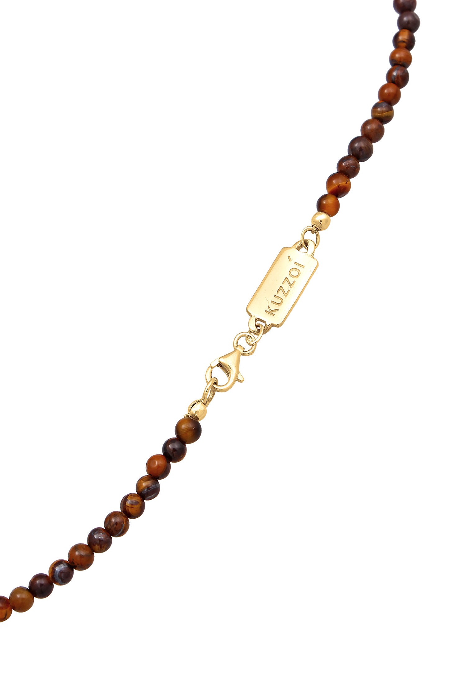 Kuzzoi Lange Kette »Halskette Tigerauge Perlen Bead Barren 925 Silber«