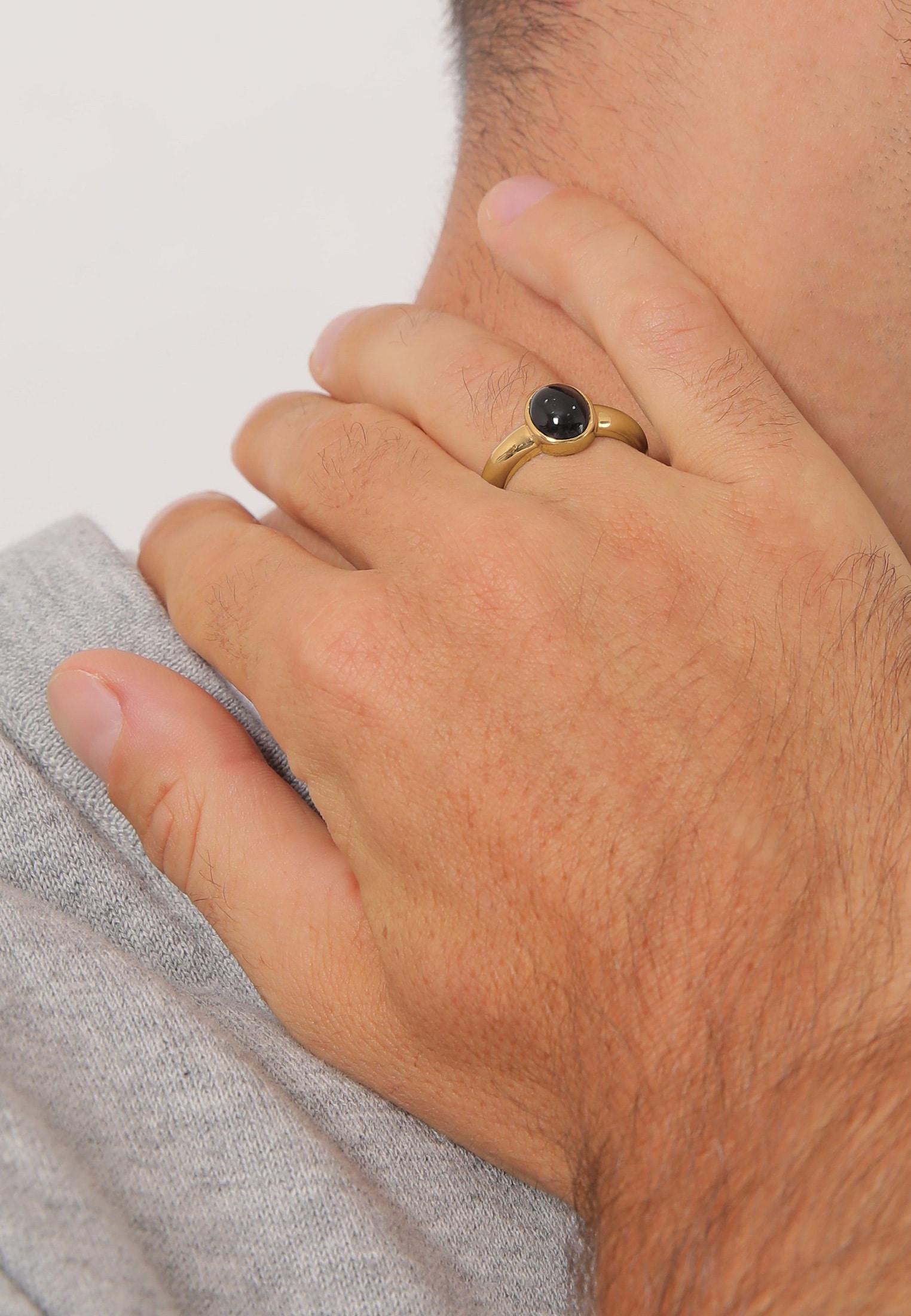 Kuzzoi Silberring »Ring Herren Siegelring Onyx Oval Basic 925 Silber«