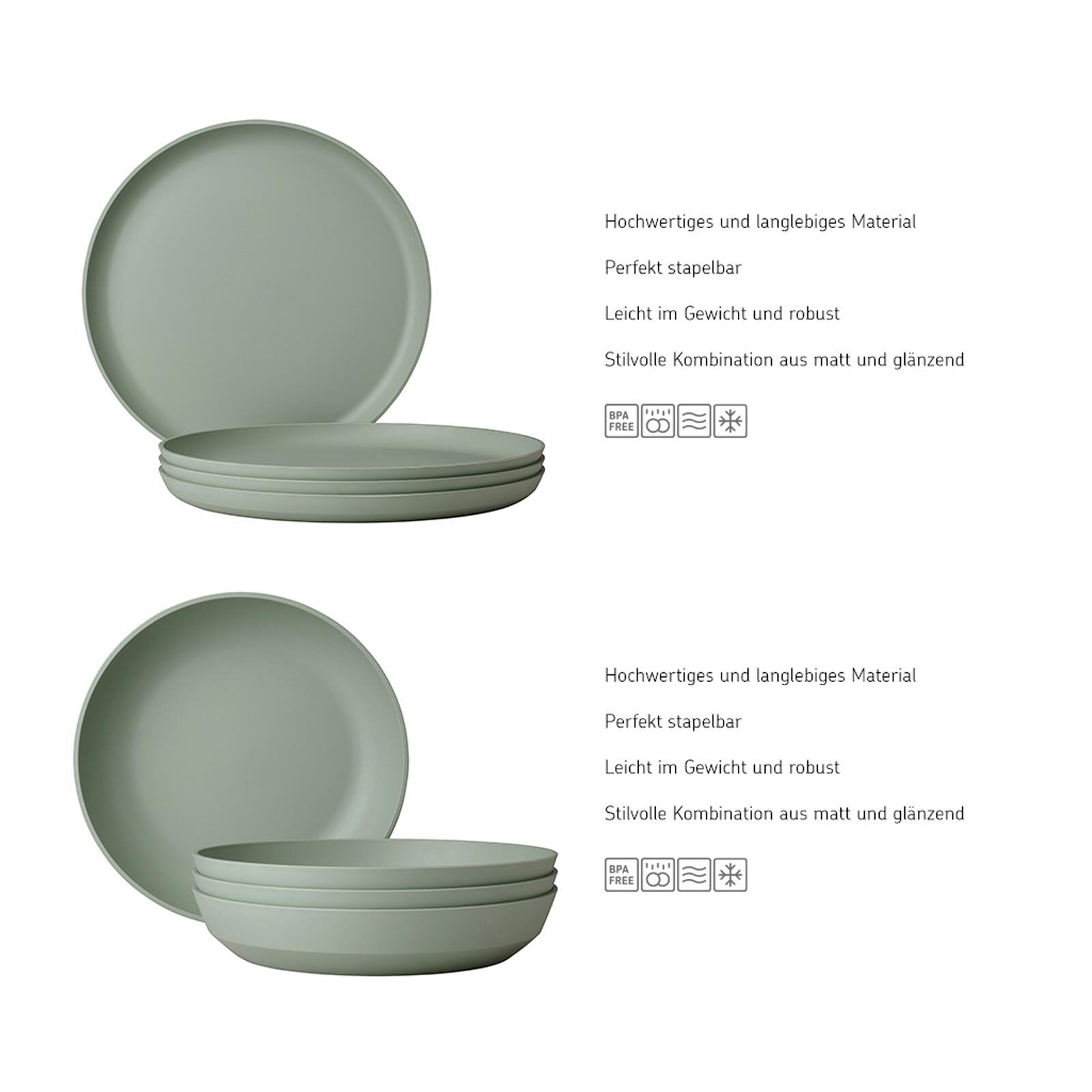 Mepal Geschirr-Set »Tafel-Set Silueta 8er Set« Spülmaschinengeeignet, Mikrowellengeeignet, Gefrierfachgeeignet, Dampfgarergeeignet, max. 150 ¿C