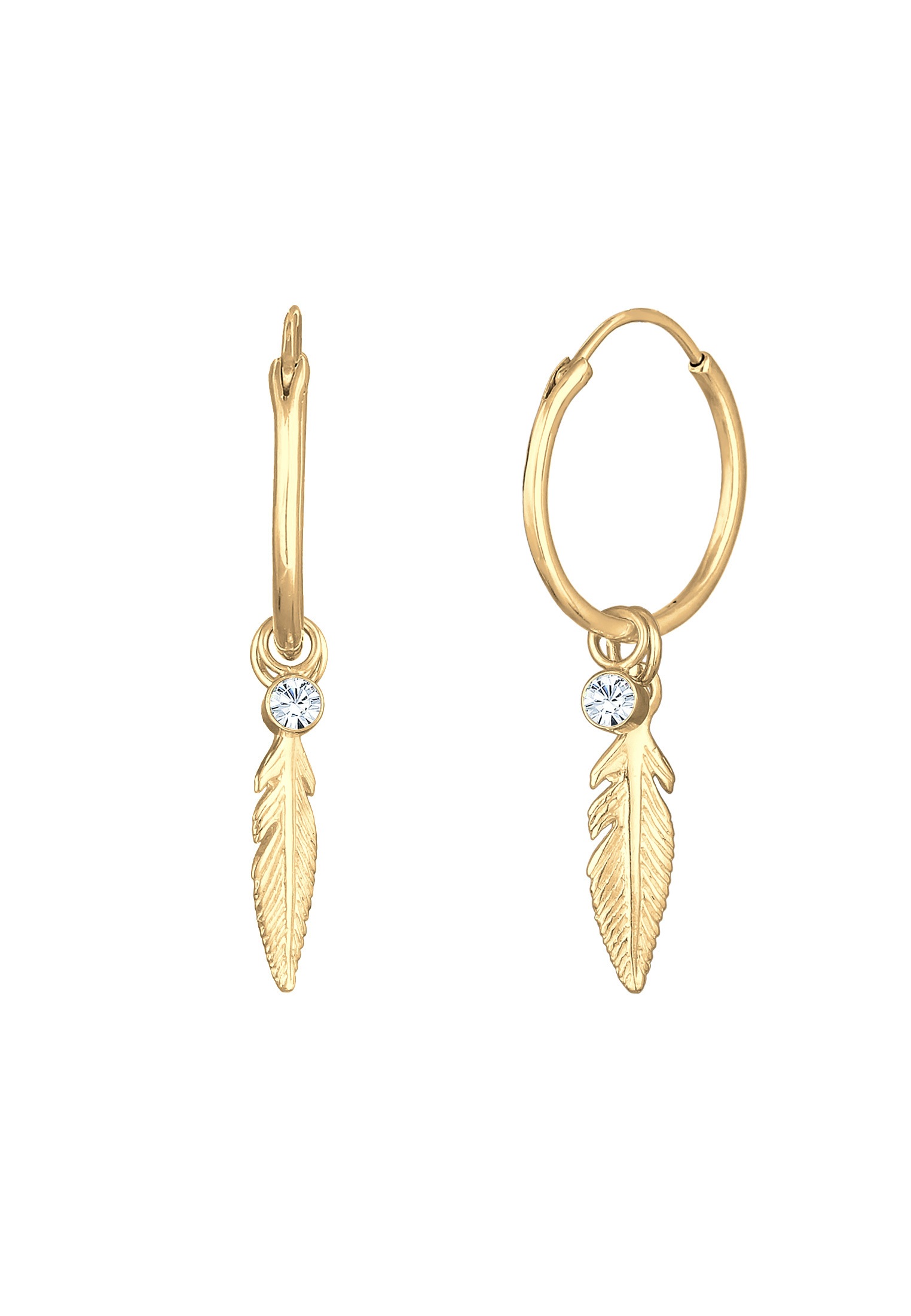 Elli Paar Creolen »Ohrringe Creole Feder Einhänger 925 Silber, mit Kristallen von Swarovski®«