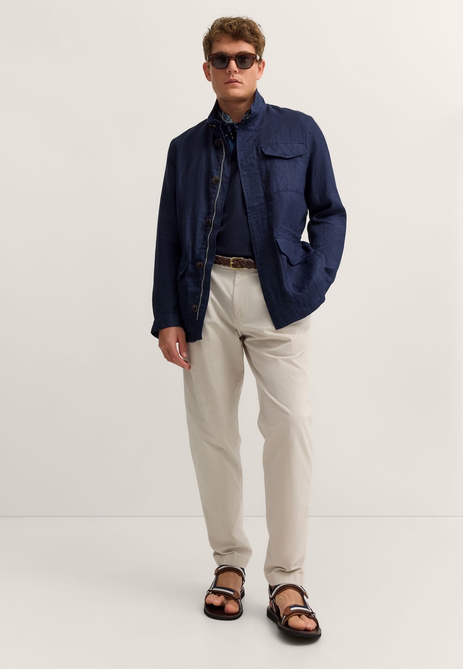 bugatti Kurzjacke »Regular Fit« Pure linen mit Stehkragen