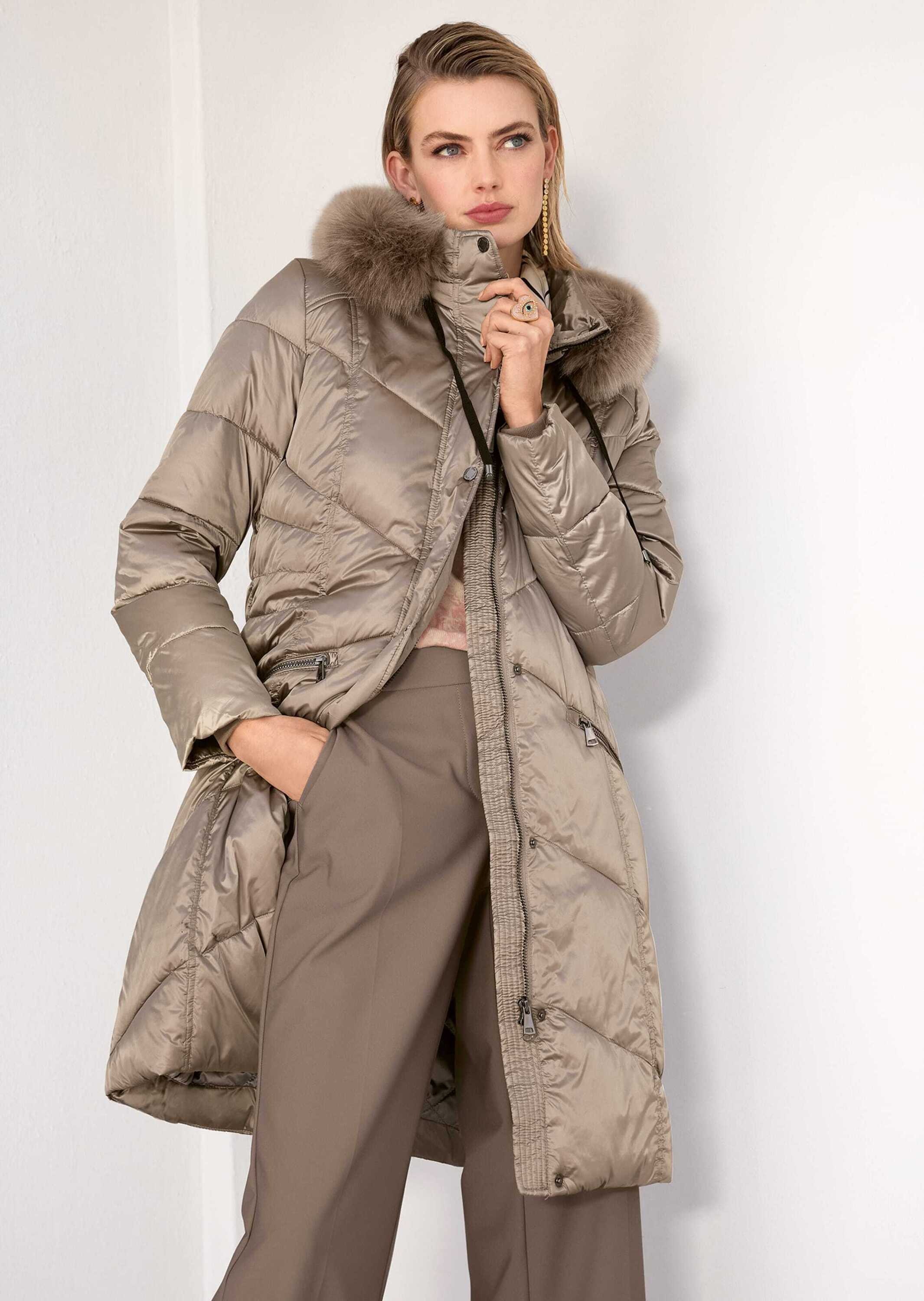 MADELEINE Steppjacke »Wintermantel Kapuzenjacke mit Fancy-Stepp« Webpelzkapuze