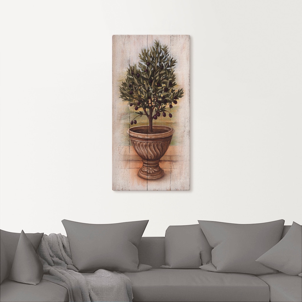 Artland Leinwandbild »Olivenbaum mit Holzoptik«, Pflanzen, (1 St.)