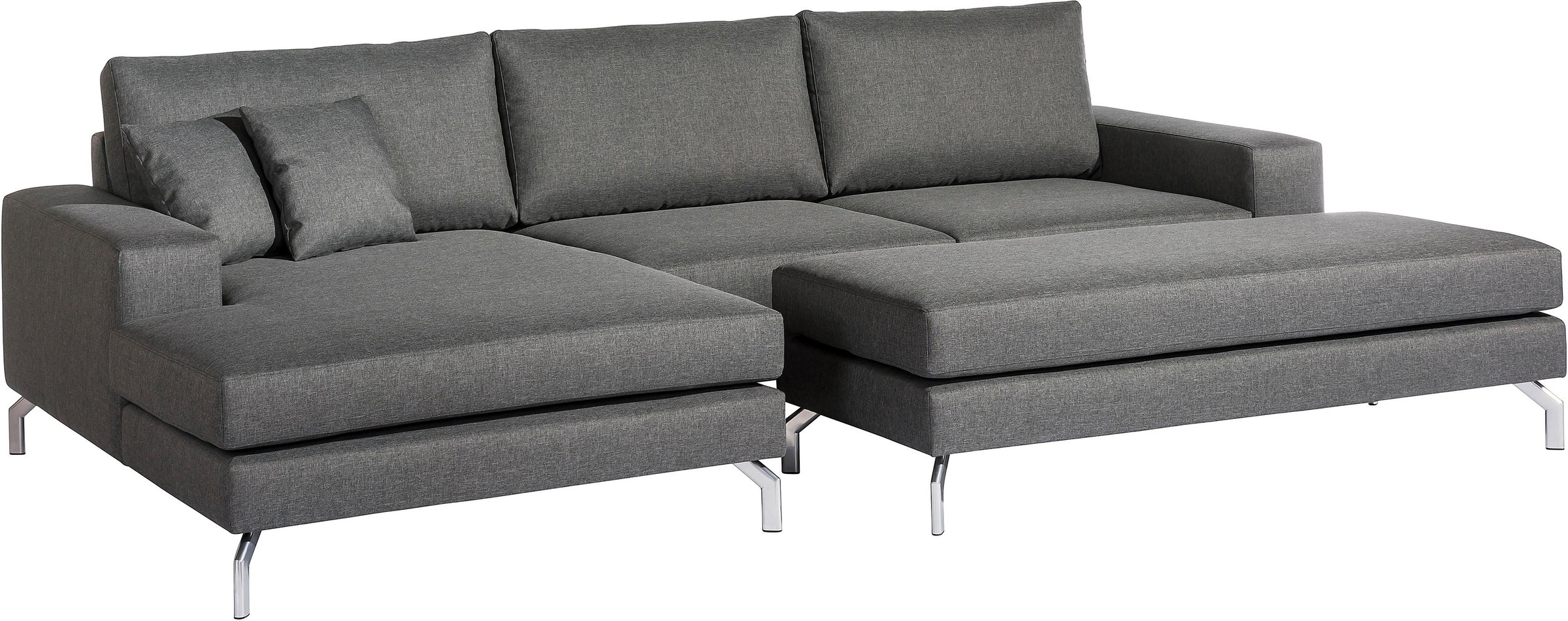 Max Winzer® Ecksofa »Flori Set inkl. Hocker, guter Sitzkomfort, aktuelles Design«, (Spar-Set, Ecksofa und Hocker), elegant mit abgewinkelten Chromfüßen, inklusive Zierkissen