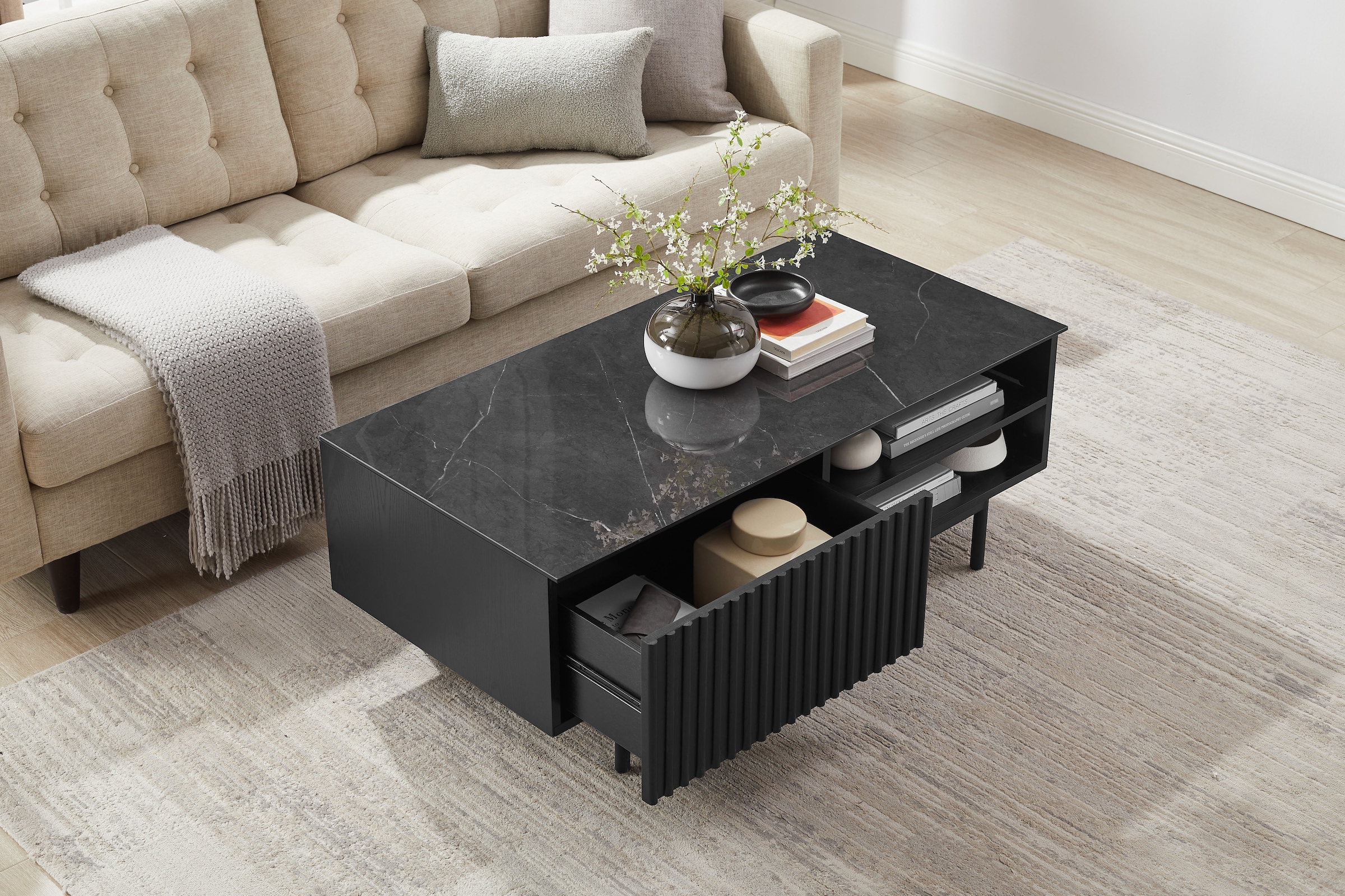 OTTO home Couchtisch »Candise« Keramikplatte, robustem Gestell und FSC-Holz, Breite 120 cm