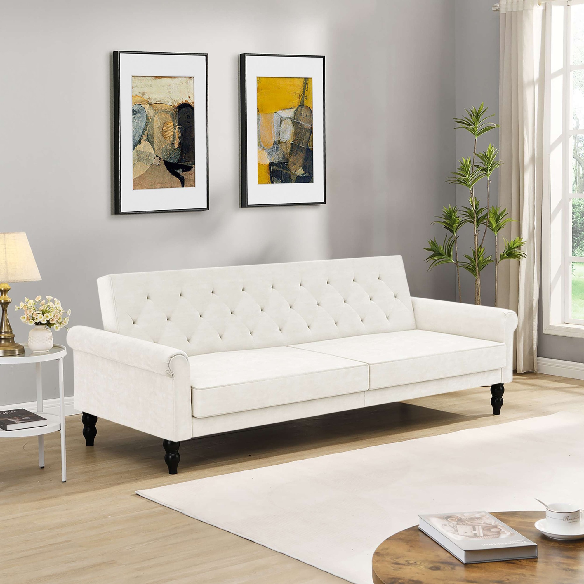 Dorel Home 3-Sitzer »Tyne«, Schlafsofa 222 cm, Bettfunktion (110/190cm), pflegeleichter Velours