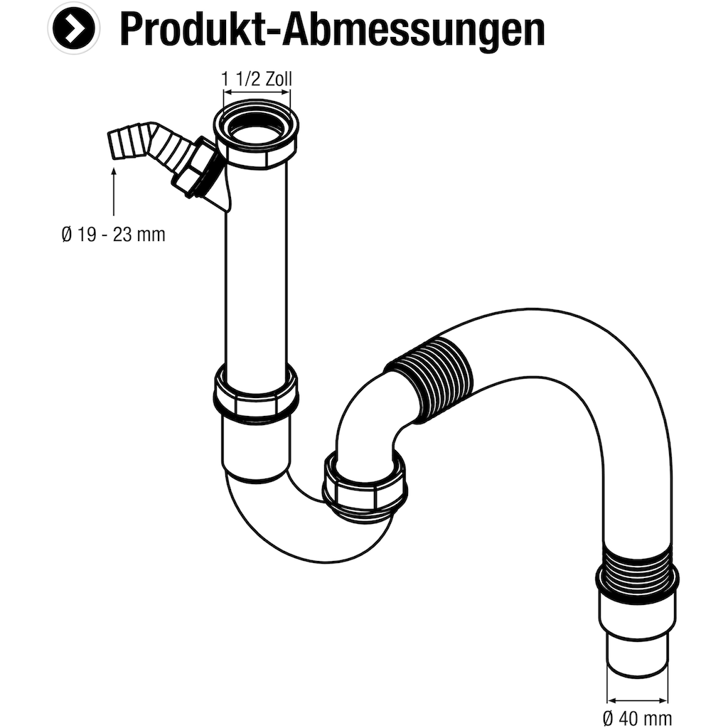 CORNAT Siphon »1 1/2 Zoll - Mit flexiblem Abgangsrohr & Geräteanschluss«