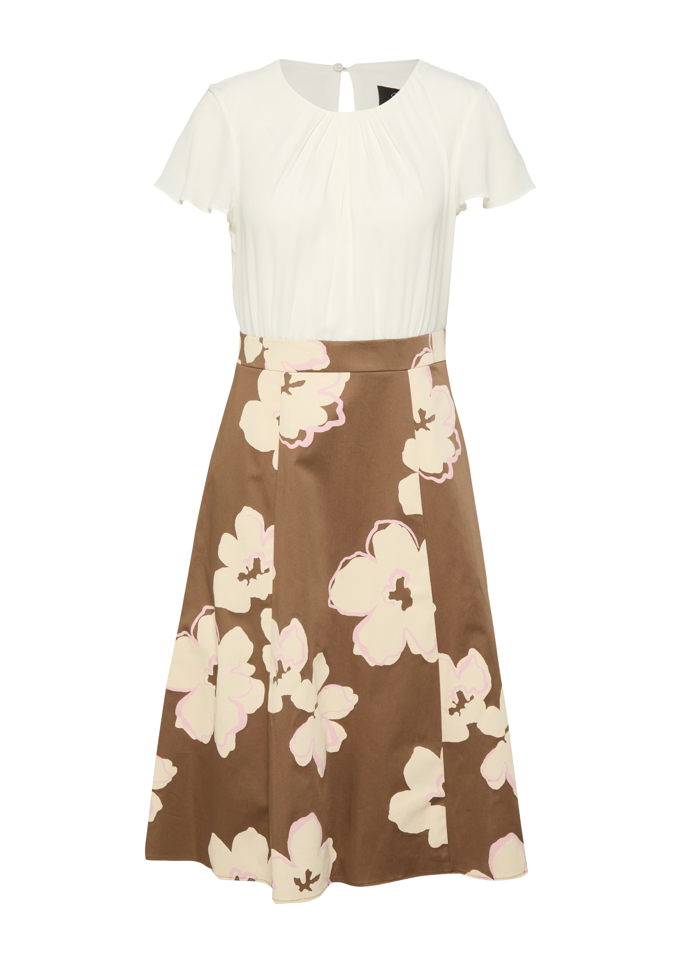 s.Oliver BLACK LABEL Etuikleid Ohne Taschen Tailliertes Etuikleid aus Baumwoll-Elasthan-Mix und geblümt