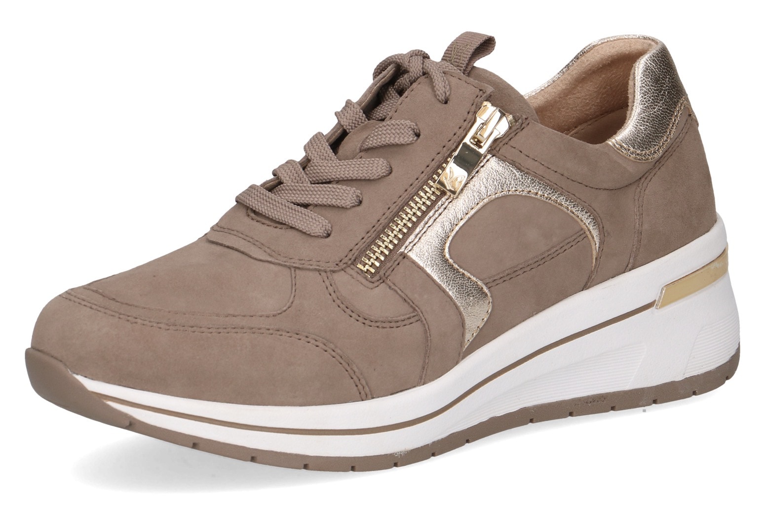 Caprice Keilsneaker, Freizeitschuh, Halbschuh, Schnürschuh mit Kontrastbesatz, Weite H