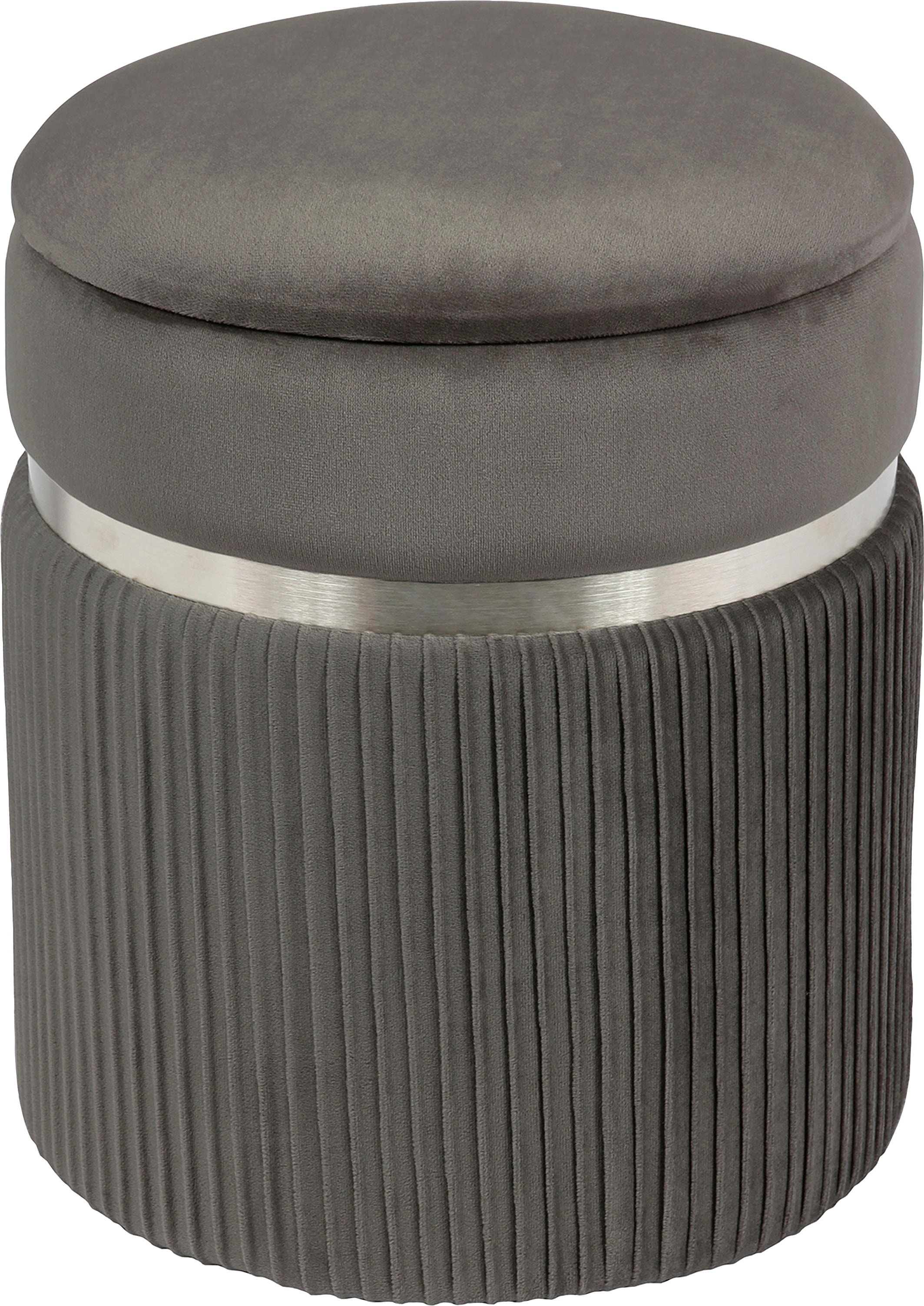 Kayoom Polstergarnitur »Hocker Zora 325 2er-Set, samtweicher Stoffbezug,runde elegante Form« Set, Hocker 1: B 36 /H 44/ T36 cm
Hocker 2: B 31,5 /H 38/ T31,5 cm, 2 Stk. tlg. edles Design mit Metallring, gepolstert, mit Stauraum