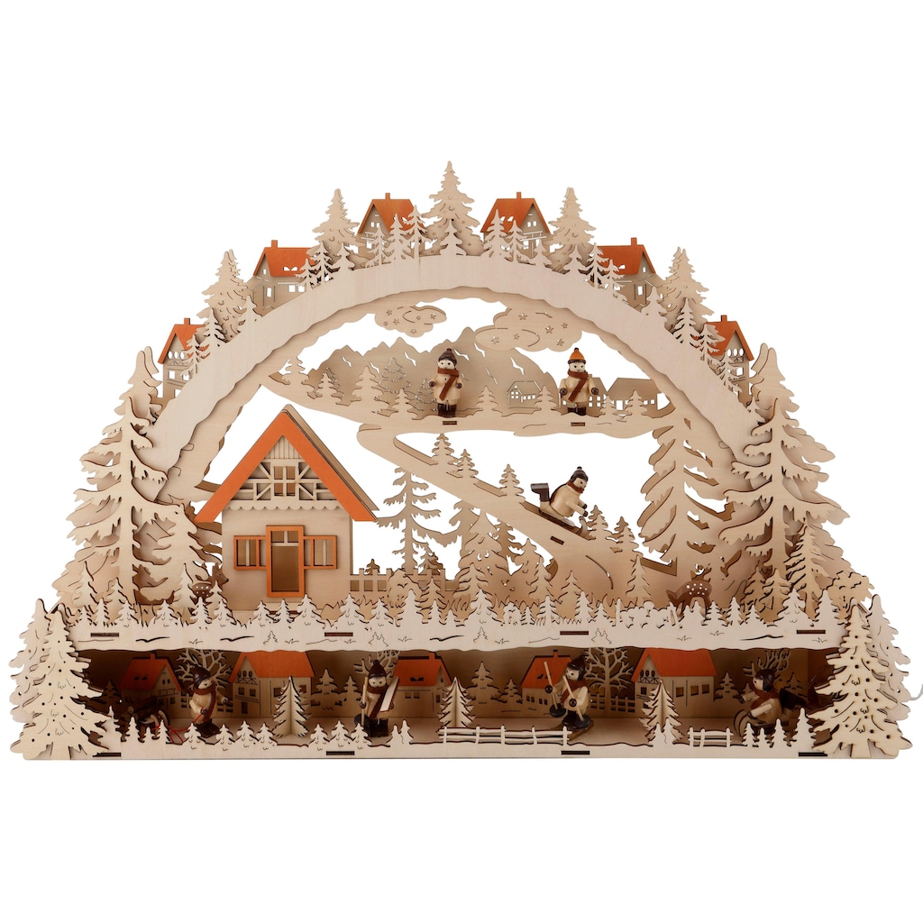 Home affaire Schwibbogen »LED Winterlandschaft mit Podest, Weihnachtsdeko«