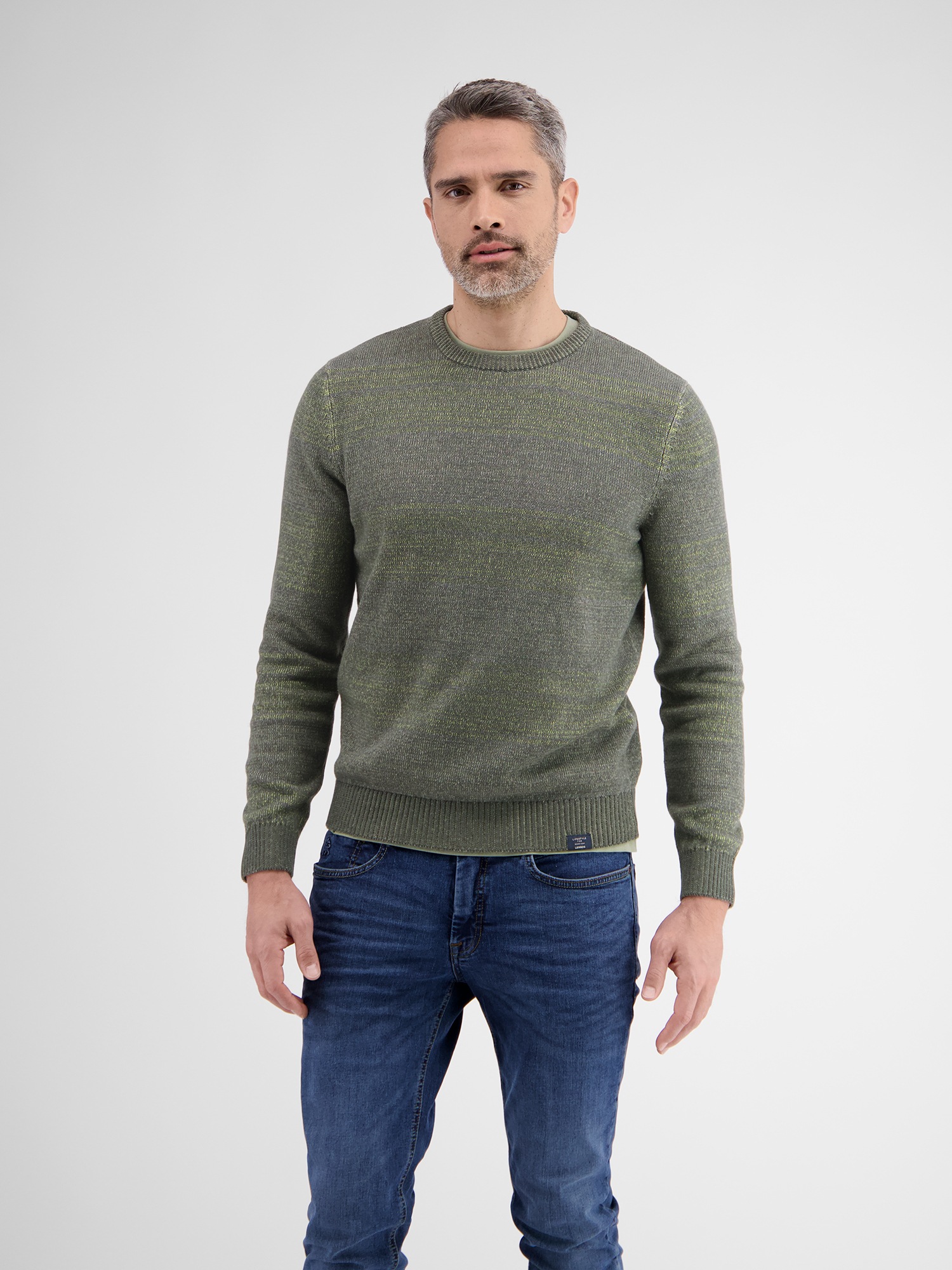 LERROS Strickpullover »LERROS Strickpullover in Melange-Streifenoptik«