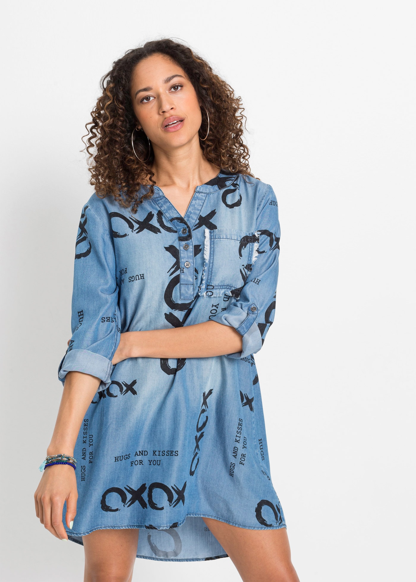 bonprix Midikleid für Frühjahr und Sommer, Jeanskleid, aus Lyocell (TENCEL™)