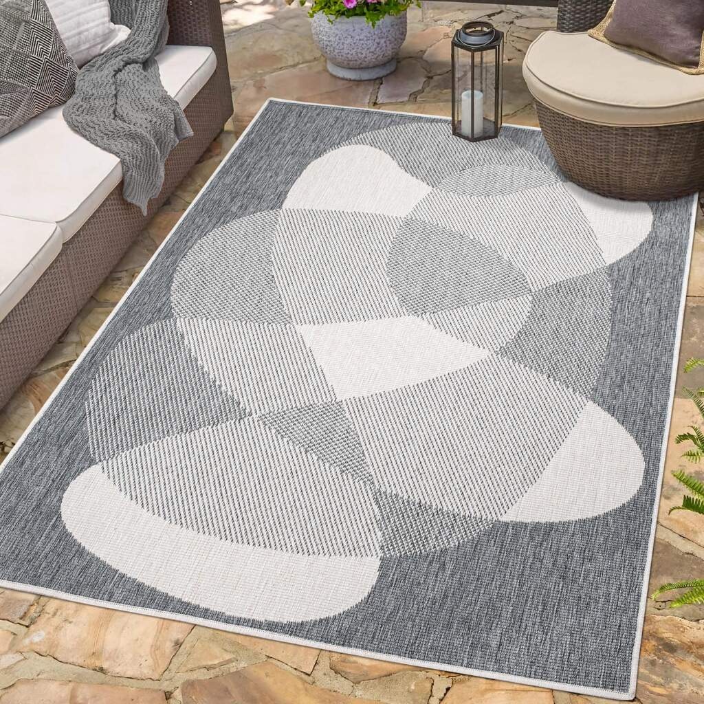 Carpet City Outdoorteppich »DUO RUG 5835«, rechteckig, 5 mm Höhe, Wendeteppich Wetterfest In- & Outdoor, Balkon, Terrasse, Wohnzimmer