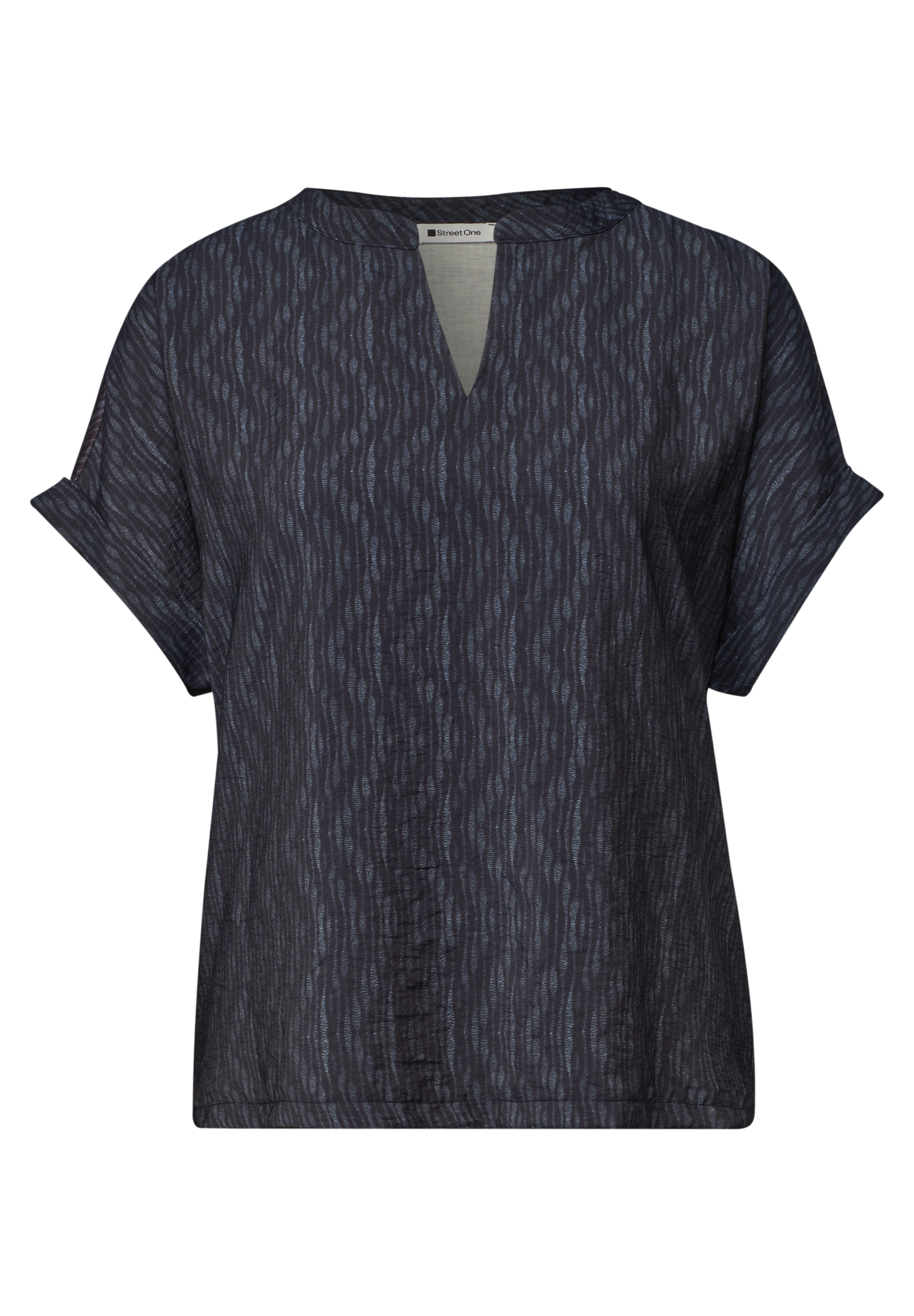 STREET ONE Kurzarmshirt Sommerbluse im Tunika-Look und mit grafischem Muster