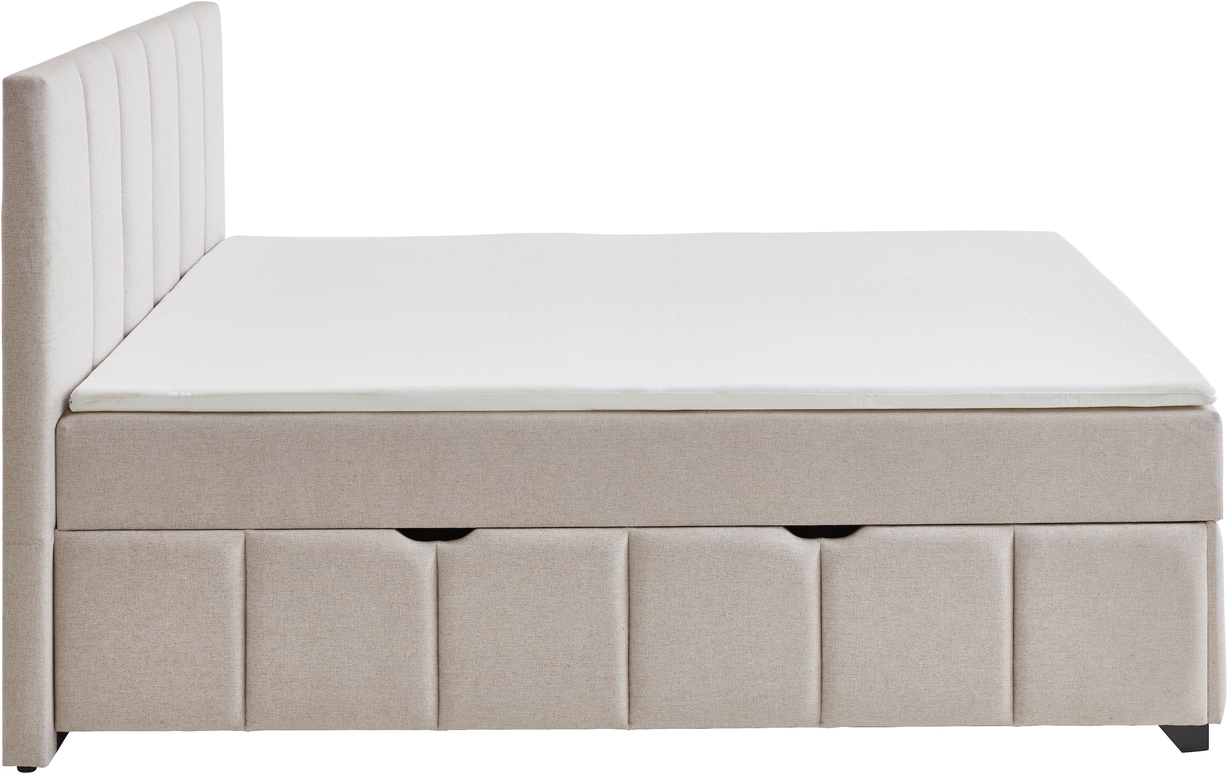 Home affaire Boxbett »BELLAH, Polsterbett mit Bettkasten, inkl. Taschenfederkernmatratze H3« mit Kaltschaum-Topper, Strukturstoff-Bezug, Liegefläche 180x200 cm