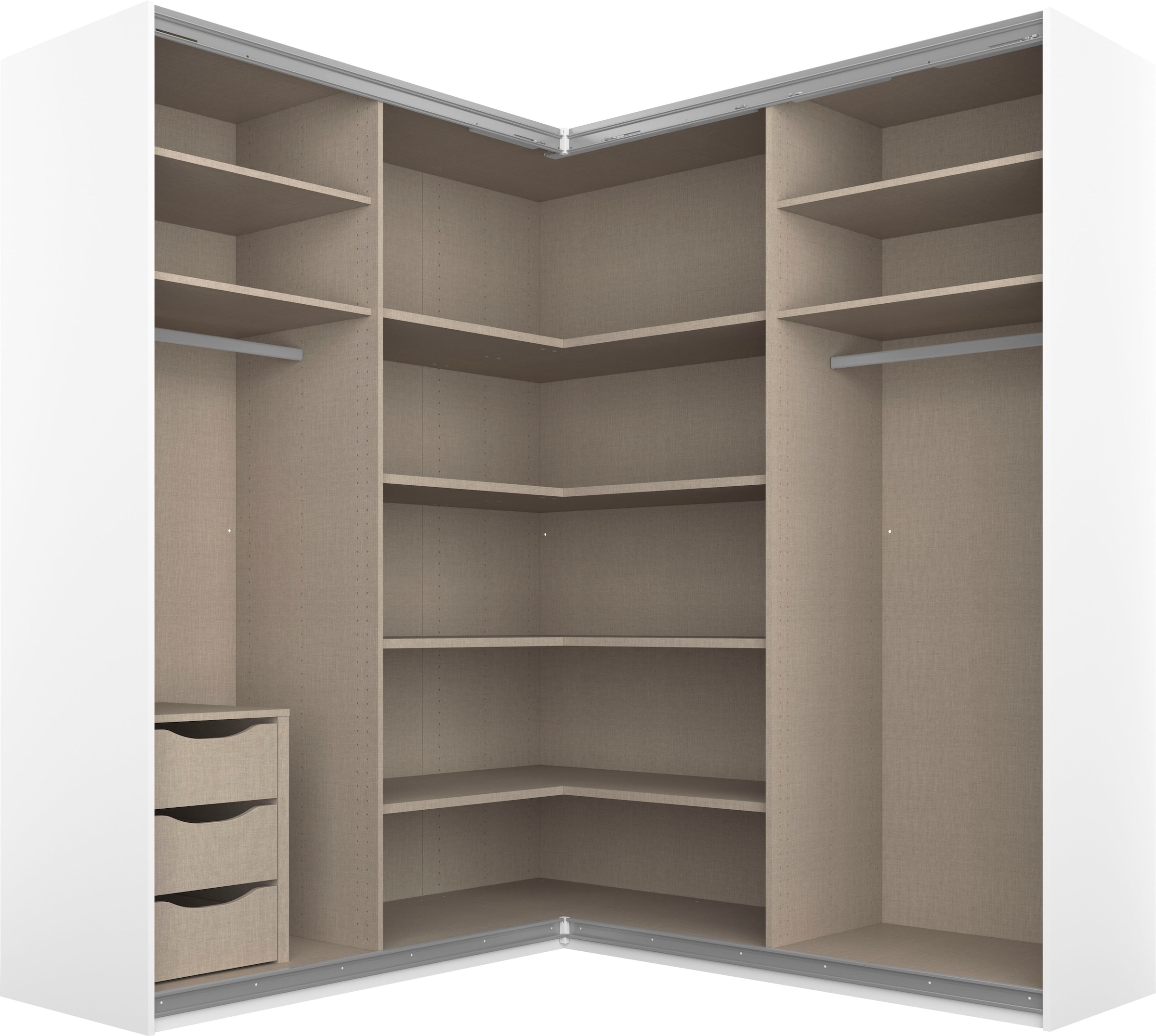 rauch Schwebetürenschrank »Quadra«, Eckschrank, Türendämpfer und Schubladeneinsatz, Glas-/Spiegeltüren