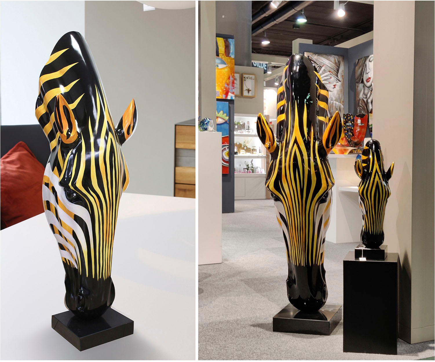 GILDE Tierfigur »Skulptur Zebra Zebrakopf orange; schwarz; weiß H. 50 cm«