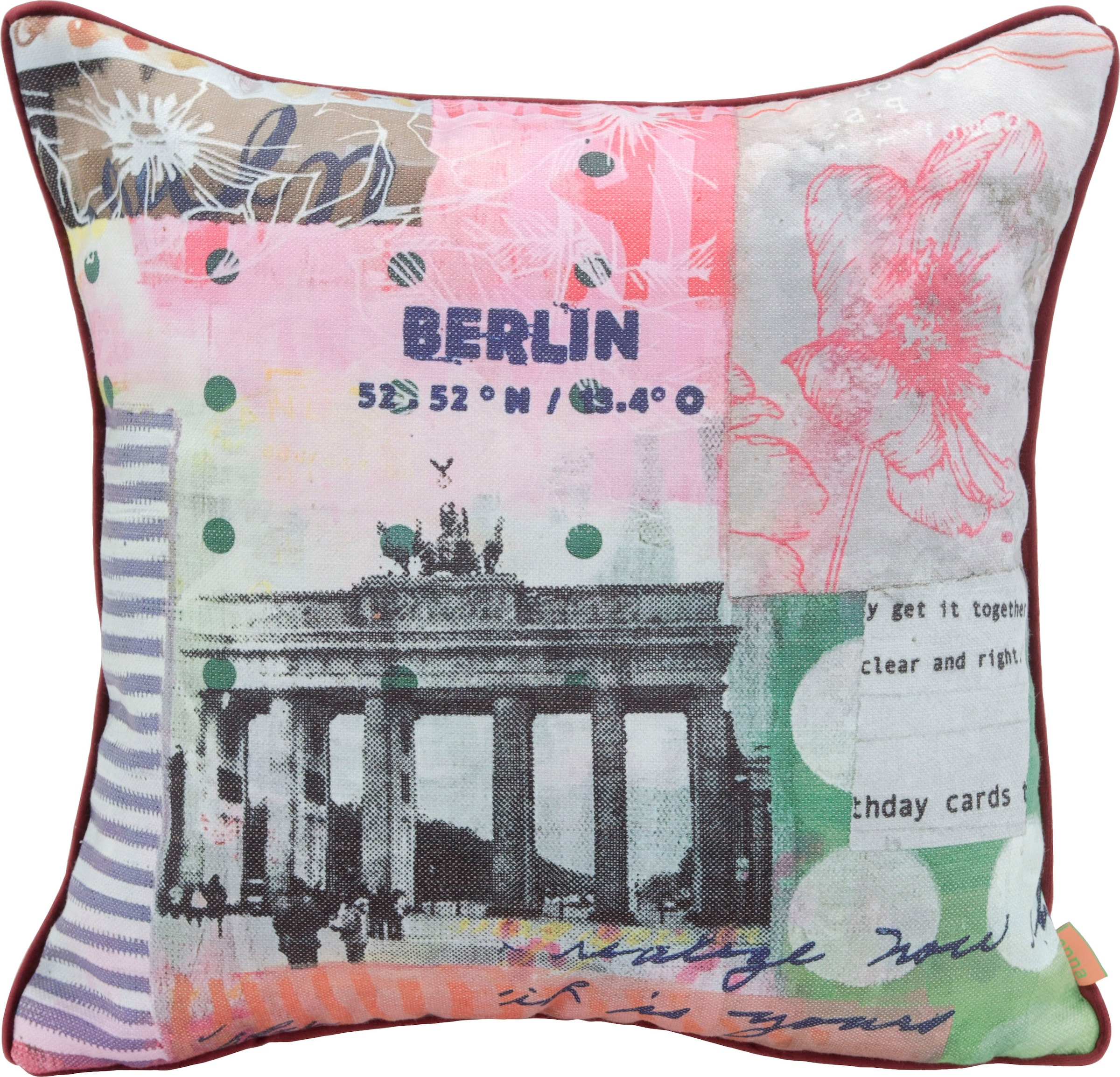BERLIN«, Dekokissen H.O.C.K. Berlin-Motiv, »Lieblingsstädte mit 1 kaufen OTTO Füllung, mit Stück bei Wendekissenhülle