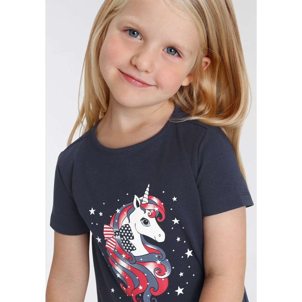 KIDSWORLD Jerseykleid »Einhorn«, mit süßem Volant am Saum