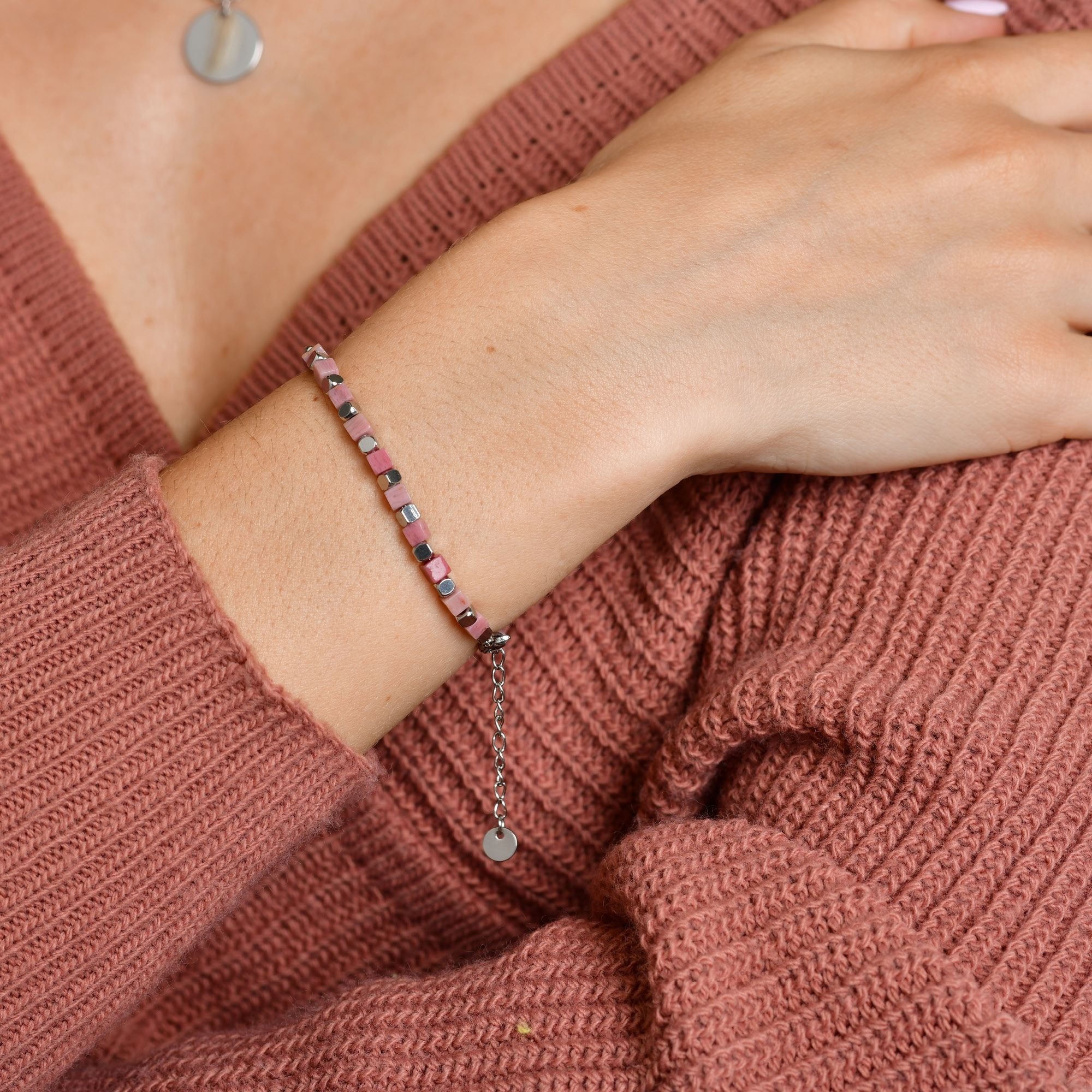 Adelia´s Armband »Damen Armband aus Edelstahl mit Aventurin 18,5+3 cm«