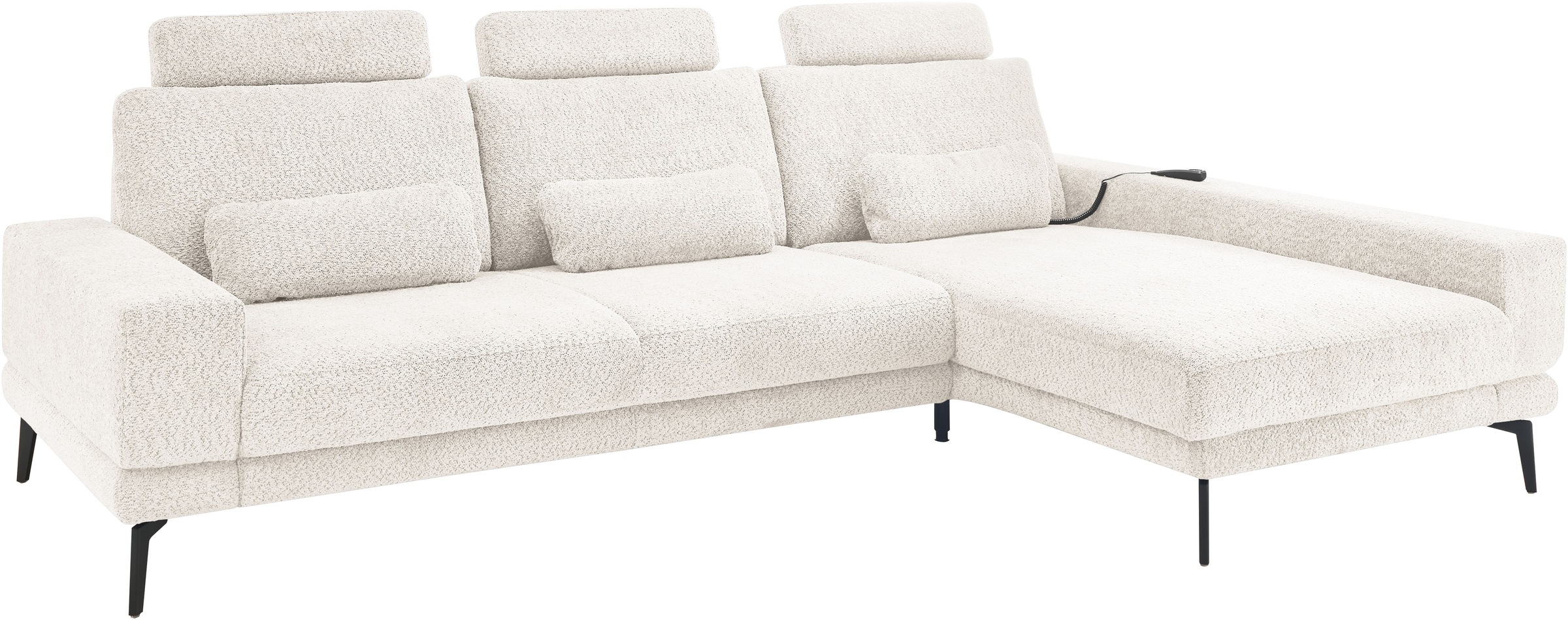 set one by Musterring Ecksofa »SO 3600, inkl motor. Sitztiefenverstellung, Kopfstützen, Nierenkissen«, Sitzhöhe 42 cm, Federkern, Breite 293 x Tiefe 180 cm, Kama natur