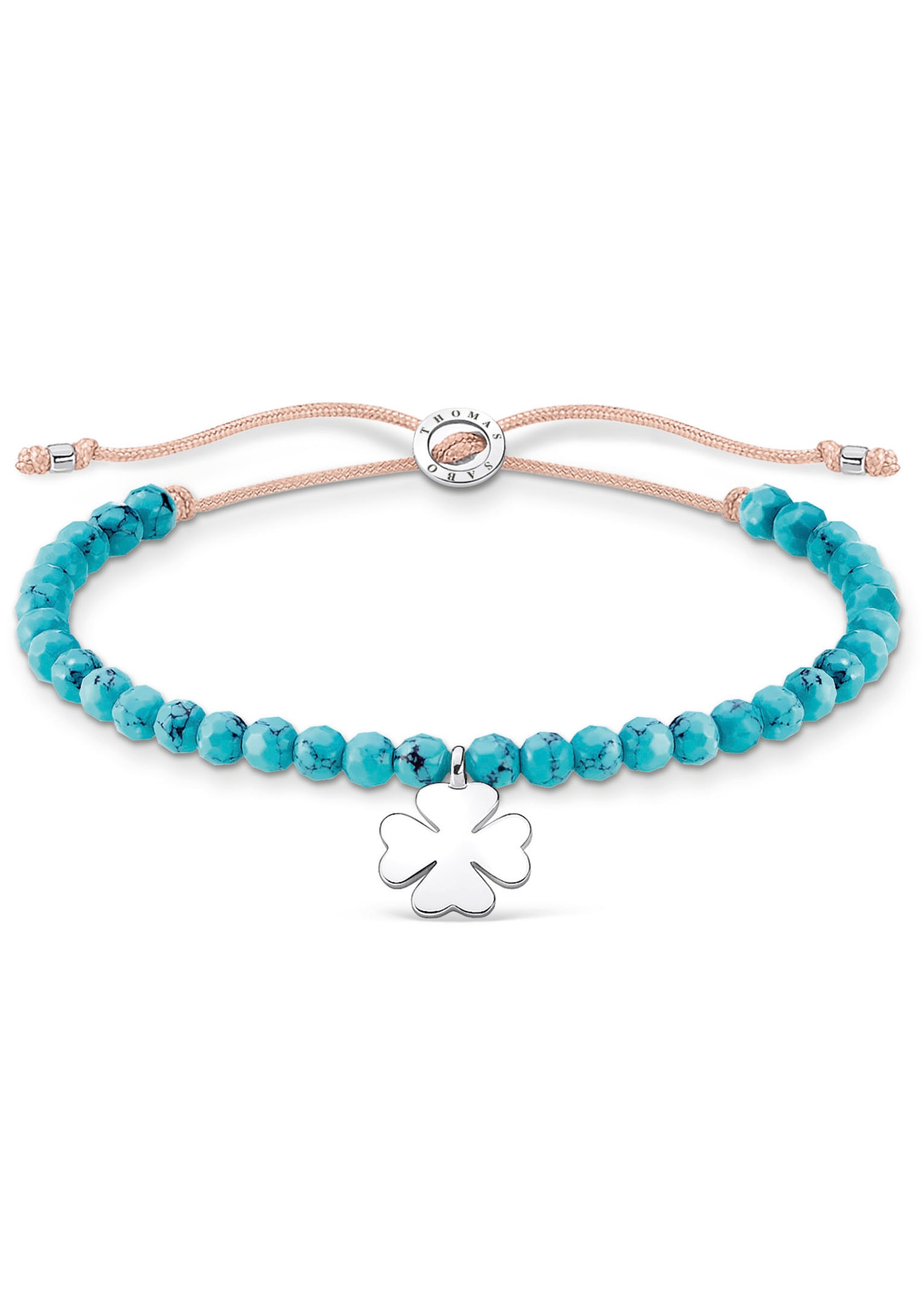 Armband »türkise Perlen mit Kleeblatt, A1983-905-17-L20V«, mit Türkis-Imitat