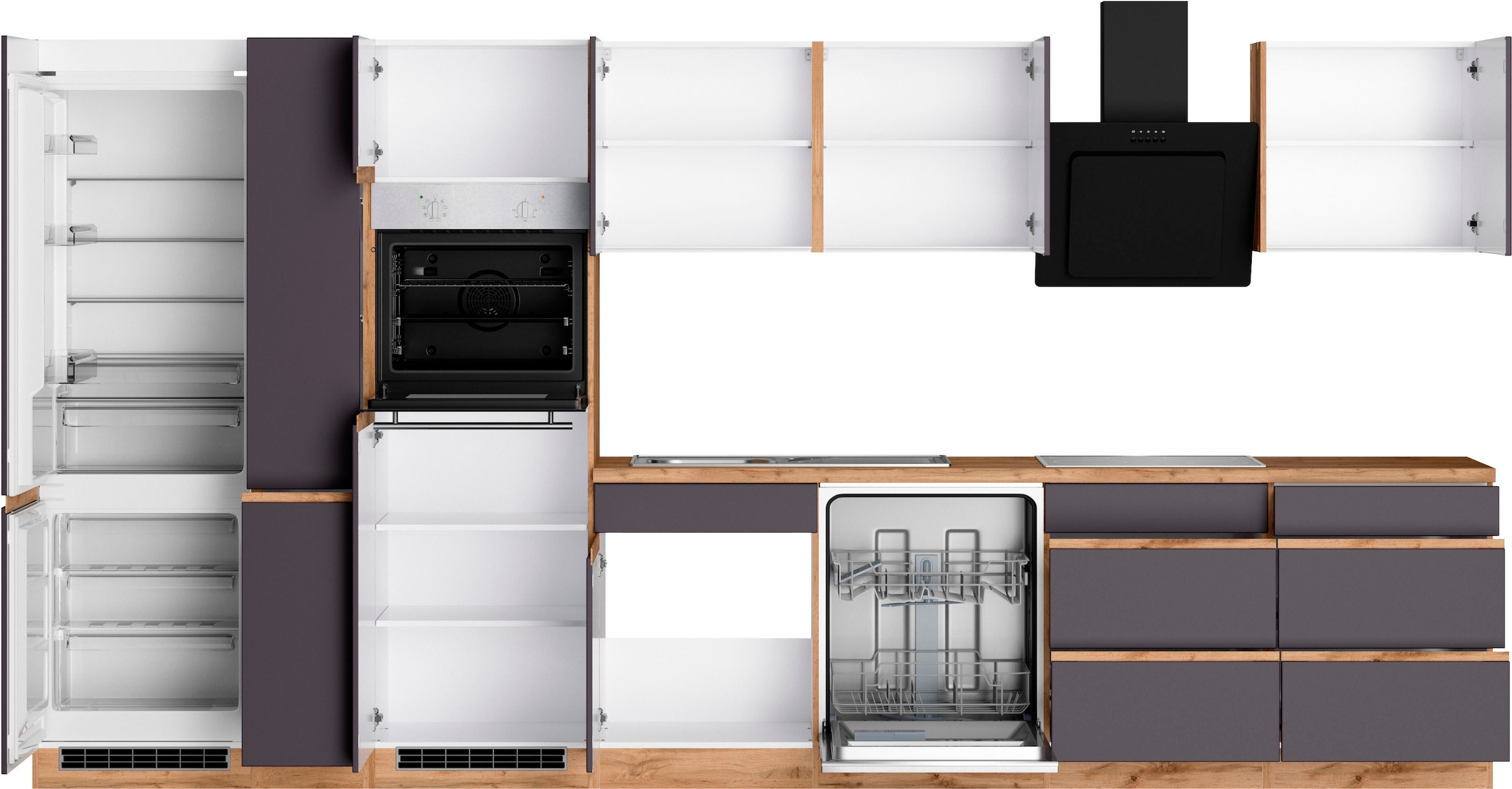 KOCHSTATION Winkelküche »KS-Riesa« Stellbreite 490/153 cm, wahlweise mit Induktionskochfeld