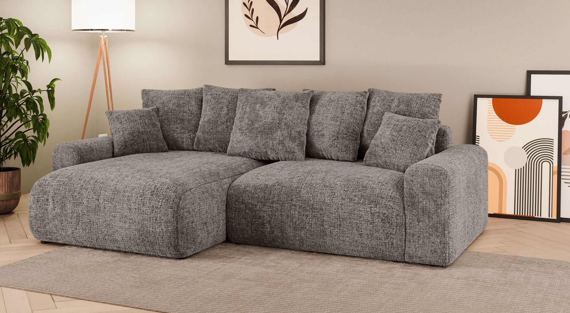 Home affaire Ecksofa »LAKESIDE klein mit Bettfunktion und Bettkasten, B/T/H 235/142/84 cm«, L-Form, Recamiere beidseitig montierbar, mit Wellenunterfederung