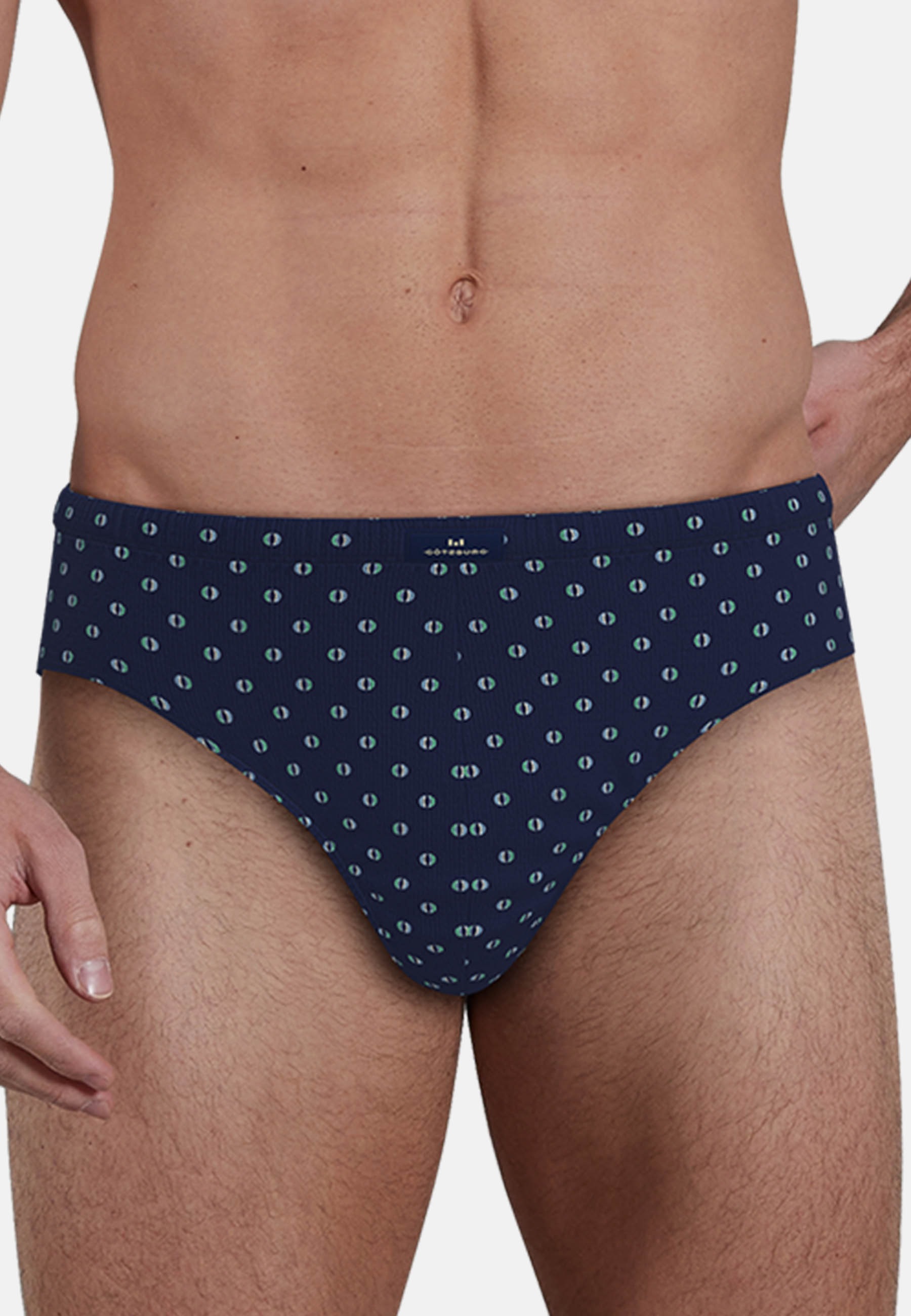 GÖTZBURG Slip »Edingburgh« 2er Pack,  gemustert, basic, eng, kurz, atmungsaktiv, Baumwollmix