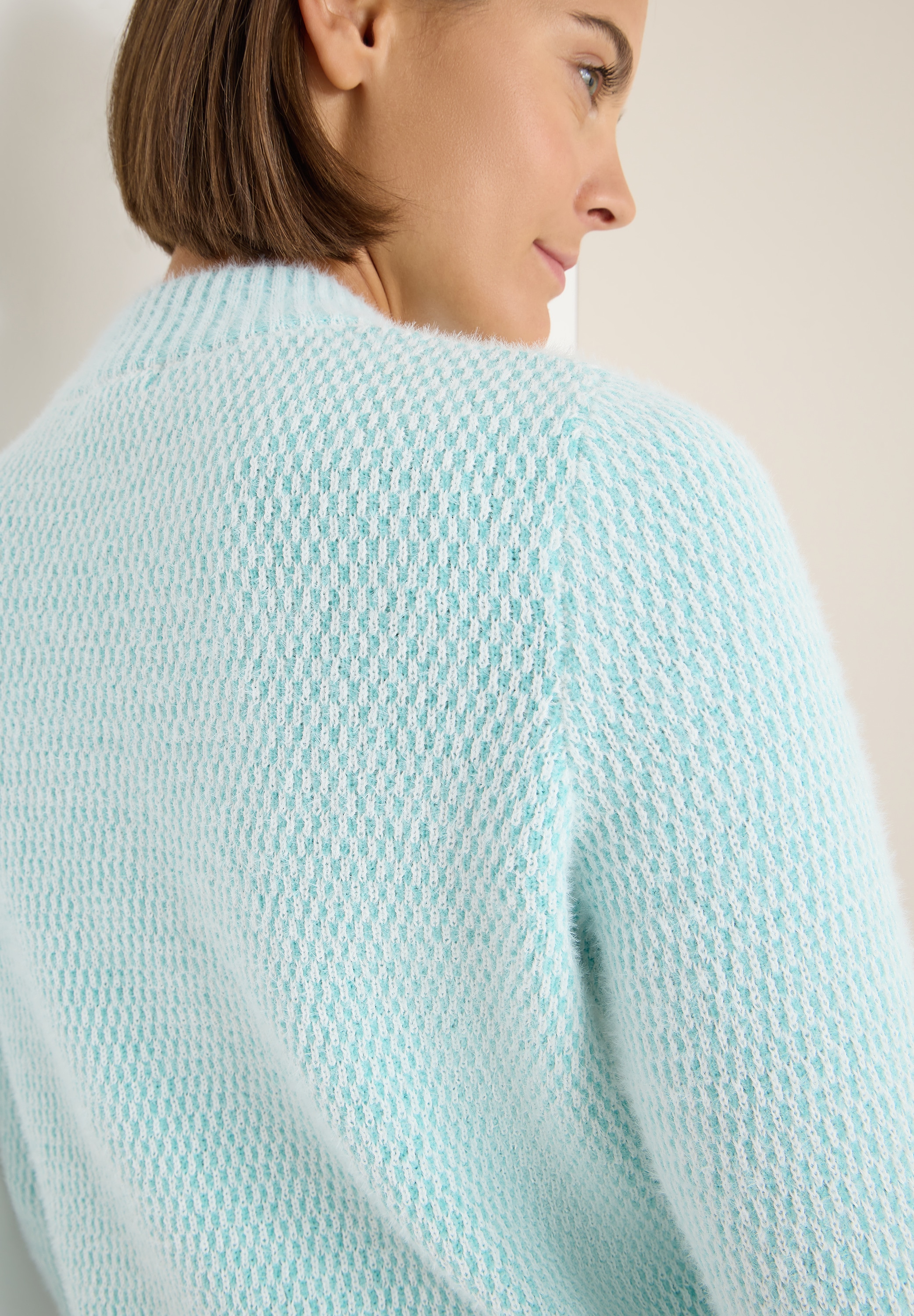 Cecil Stehkragenpullover Stehkragen und feines Strukturmuster