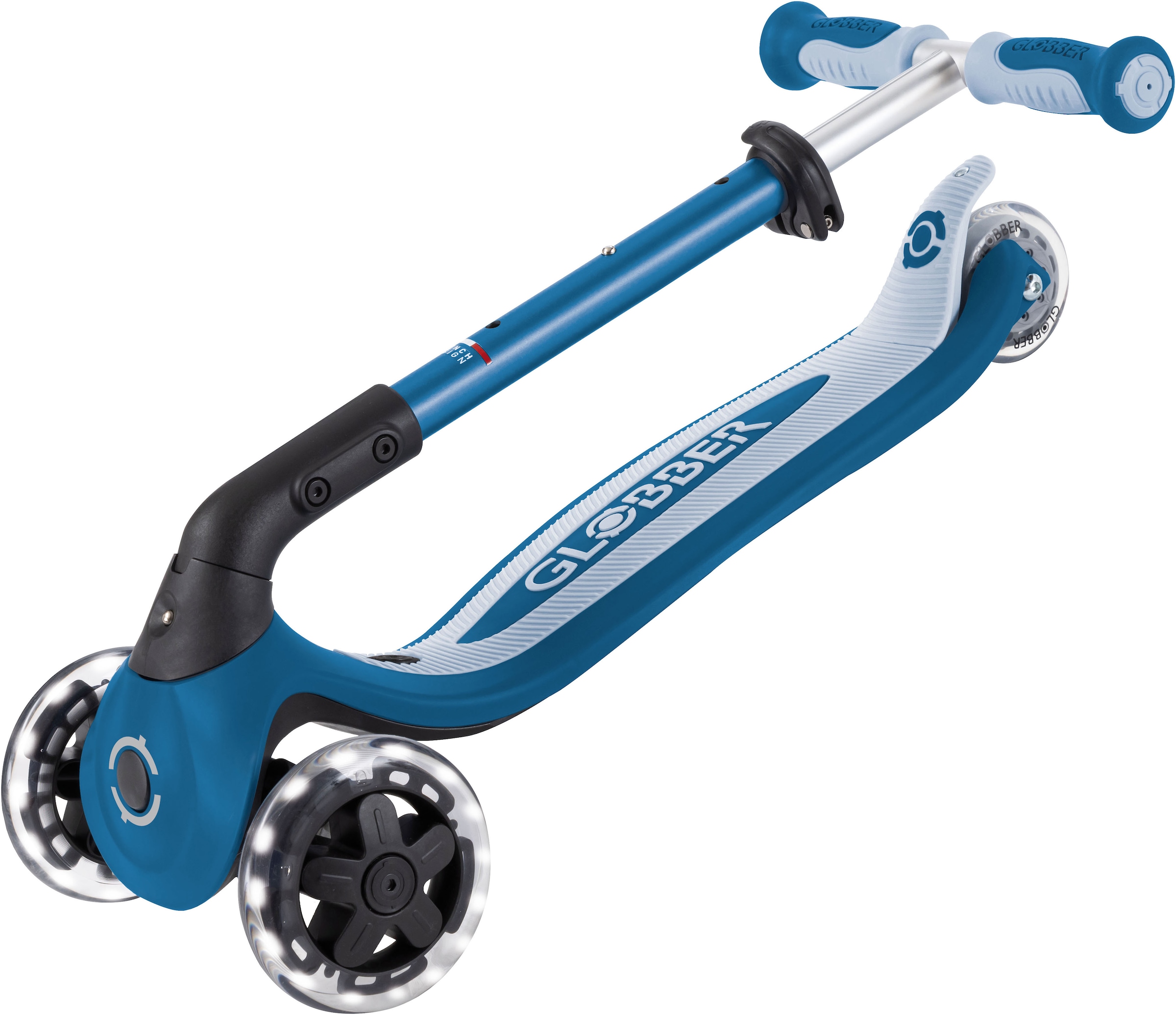 Globber Tretroller »GO-UP BABY 360 LIGHTS, mit Leuchtrollen und Leuchtmodul« Aufsitzrad, Laufrad und Scooter in Einem