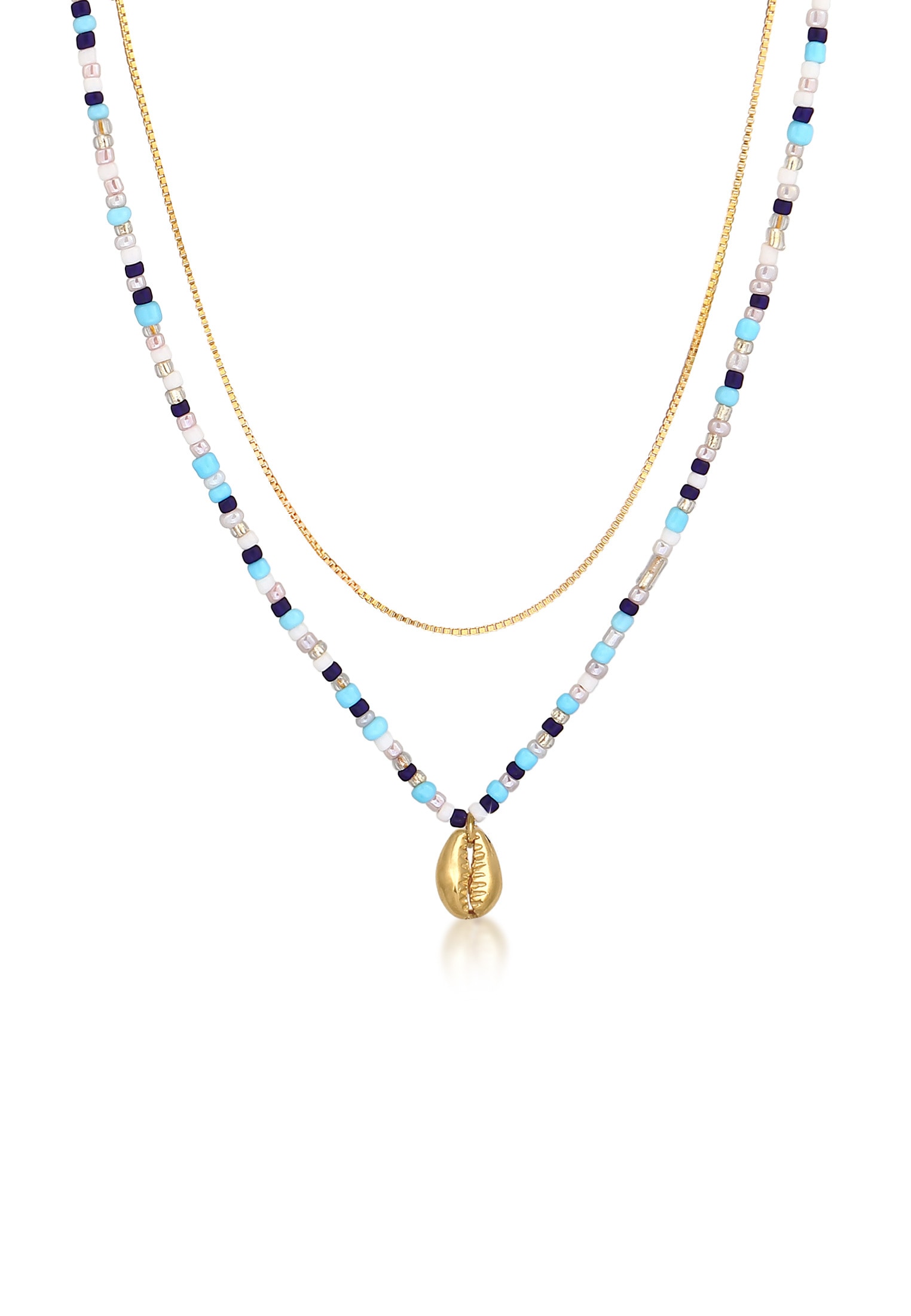 Elli Choker »Halskette Muschel Glas Beads Maritim Bunt 925 Silber«