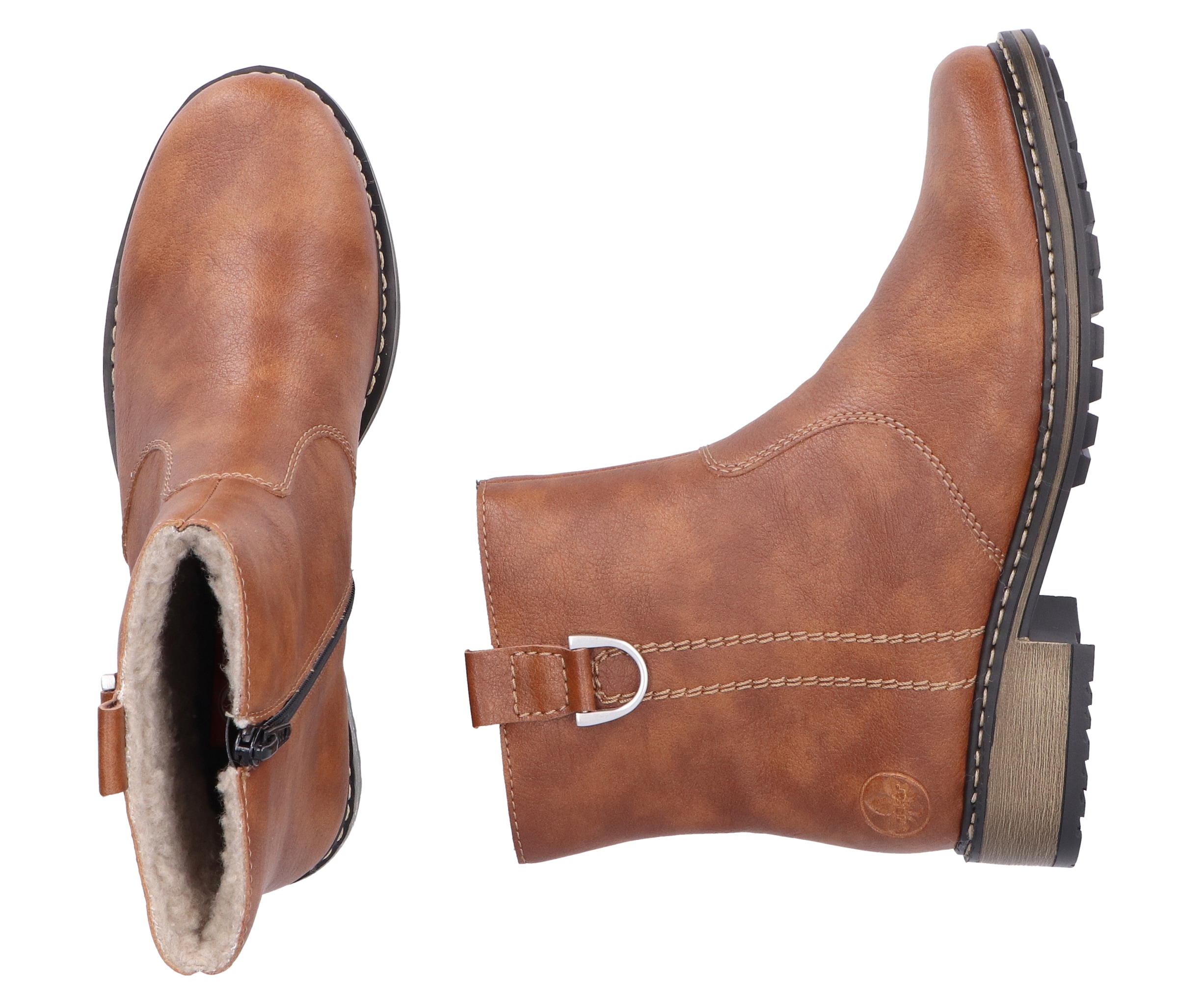 Rieker Winterstiefelette, Schlupfboots, Blockabsatz, mit Innenreißverschluss