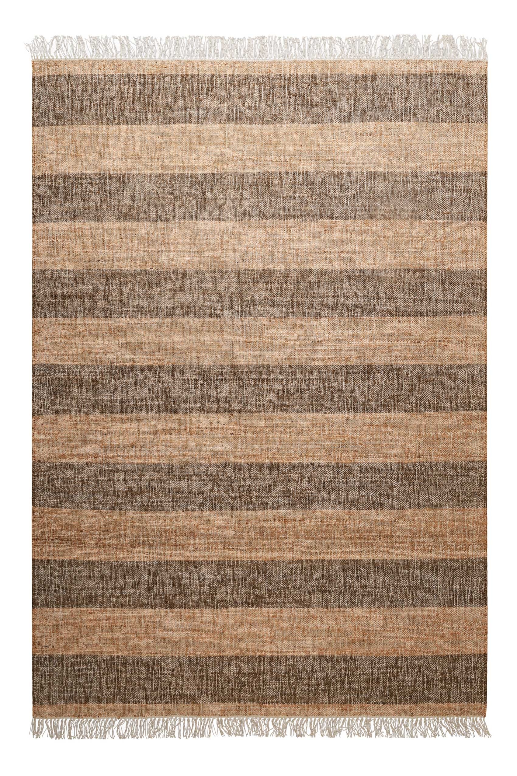 Green Looop Teppich »Virgil«, rechteckig, 4 mm Höhe, Naturfaser Teppich aus 80% Jute 20% Baumwolle, mit Fransen, Wohnzimmer
