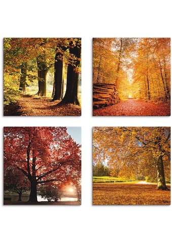 Leinwandbild »Herbstlandschaft«, Bäume, (4 St.)