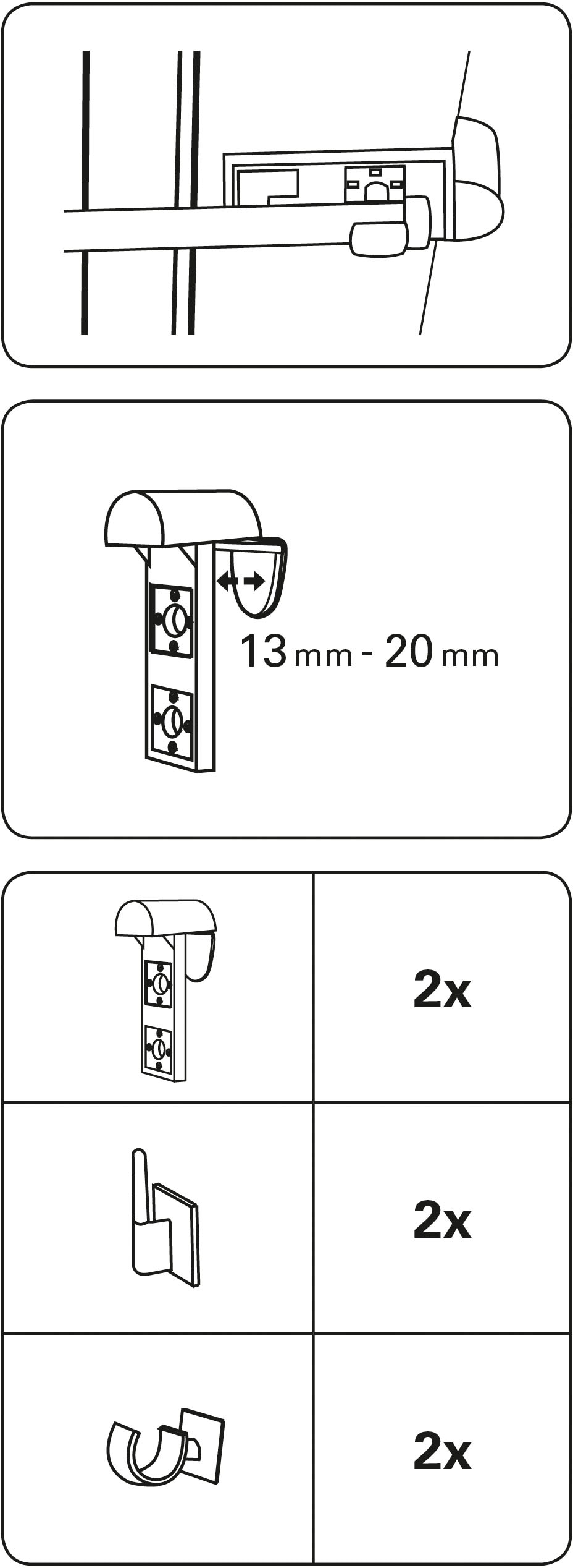 GARDINIA Klemmträger »Kunststoff / Metall«, (Set, 2 St.), Zubehör Vitragestangen/Caféhausstangen