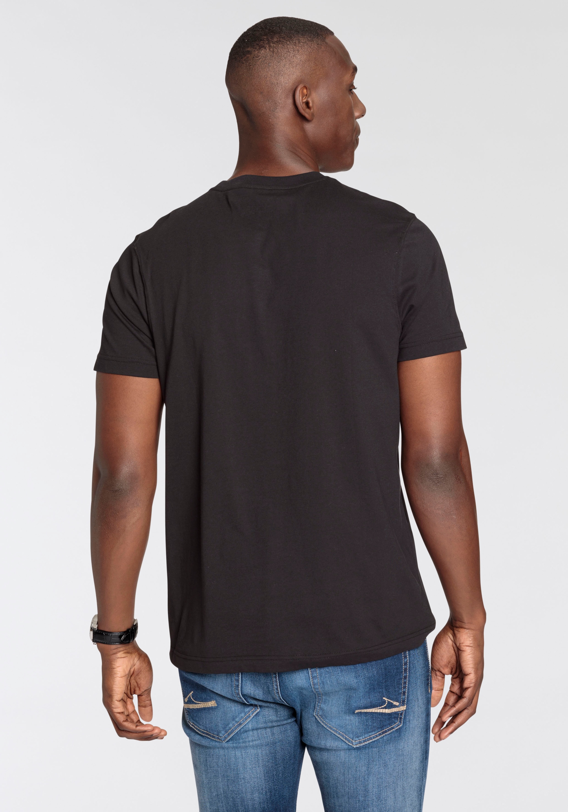 DELMAO T-Shirt, Kurzarm, lässiger Print, Rundhalsausschnitt, aus Baumwolle