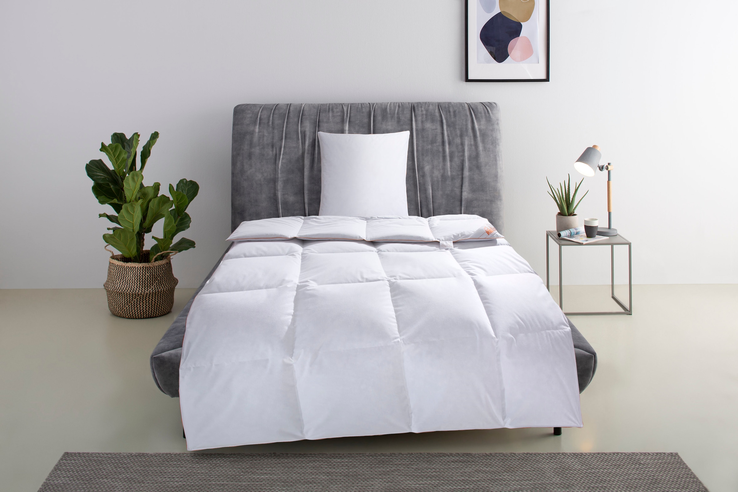RIBECO Daunenbettdecke + Kopfkissen »Richard, Bettwaren-Set in 135x200 oder 155x220 cm, Sommer oder Winter«, (Spar-Set), Seit 105 Jahren überzeugt RIBECO durch Qualität