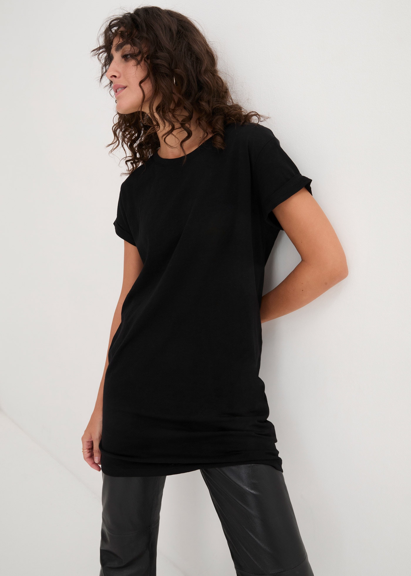 bonprix Longshirt bequeme Passform, lang, aus reiner Baumwolle