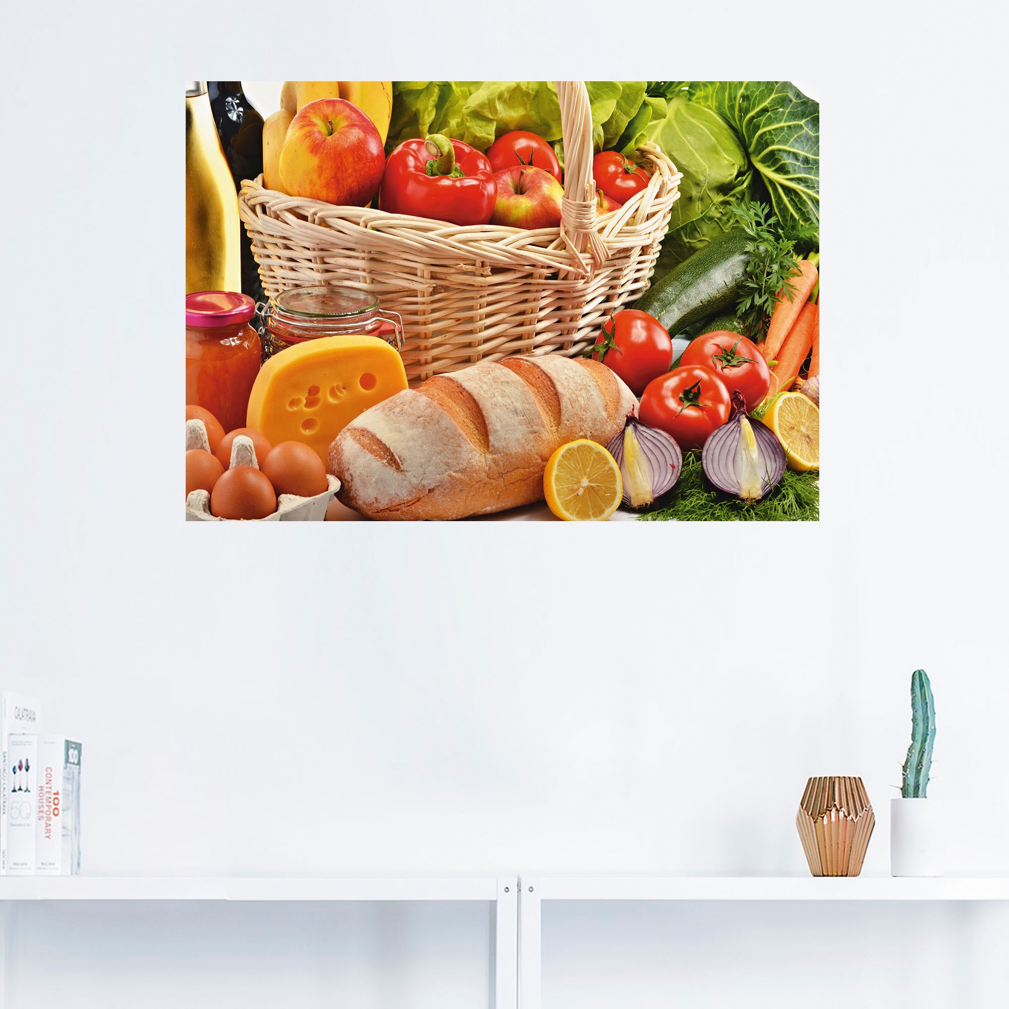 Artland Wandbild »Gesund Leben - Obst und Gemüsekorb«, Lebensmittel, (1 St.), als Alubild, Leinwandbild, Wandaufkleber oder Poster in versch. Größen
