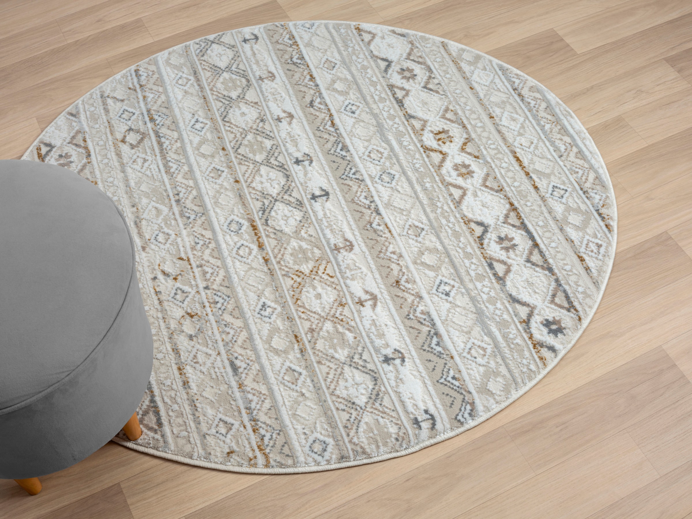 Myflair Möbel & Accessoires Teppich »My Nomady Lagerräumung«, rund, 10 mm Höhe, Kurzflor, Scandi-Design, besonders weich durch Microfaser