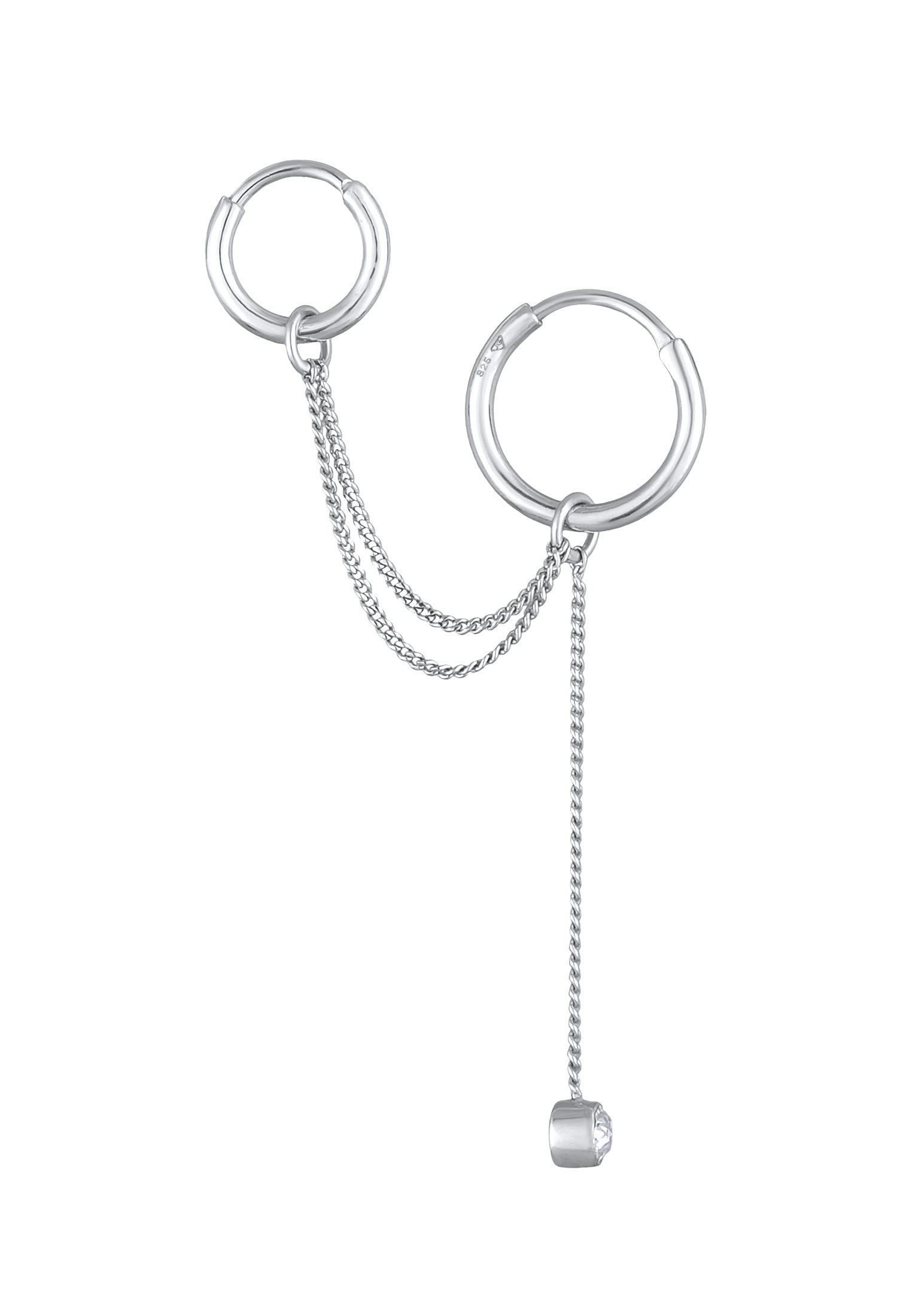 Elli Paar Creolen »Ohrringe Ear Chain Creolen Kristall Modern 925 Silber«