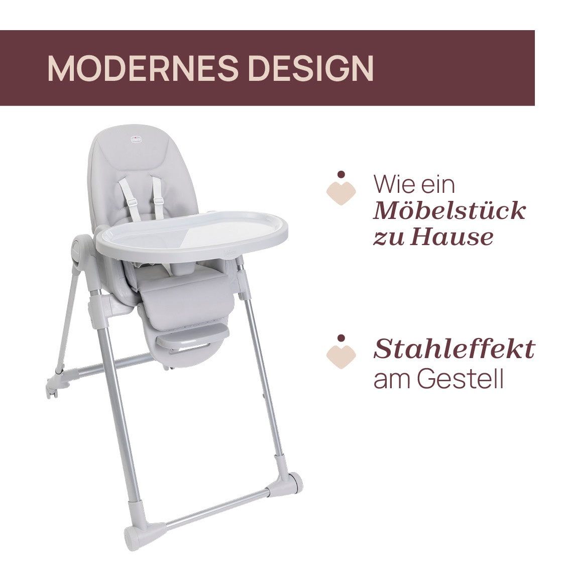 Chicco Hochstuhl »Polly Armonia Steel«, mit Essbrett