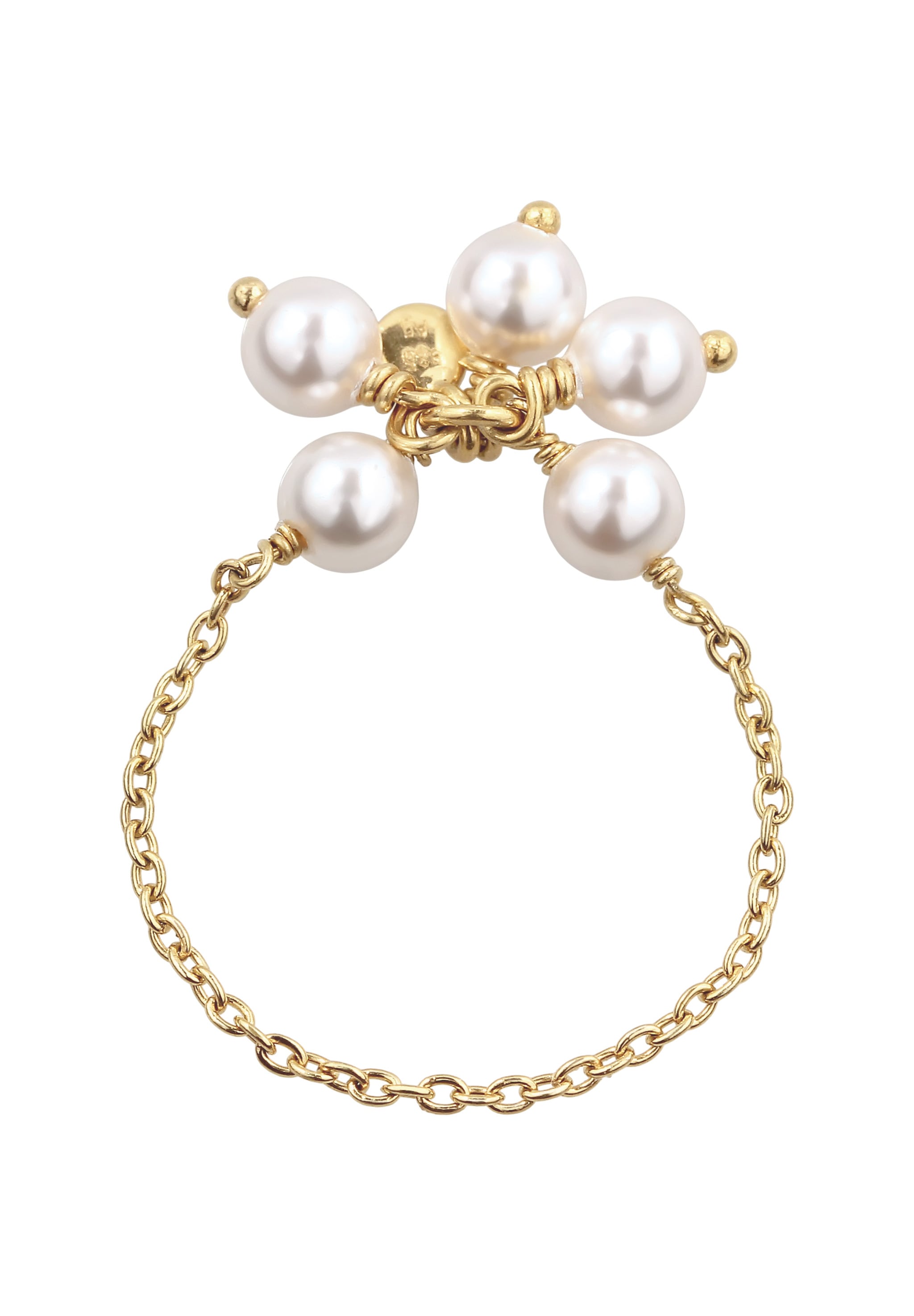 Elli Perlenring »Ring Blume mit Perlen von Swarovski(R) 925 Sterling Silber vergoldet«