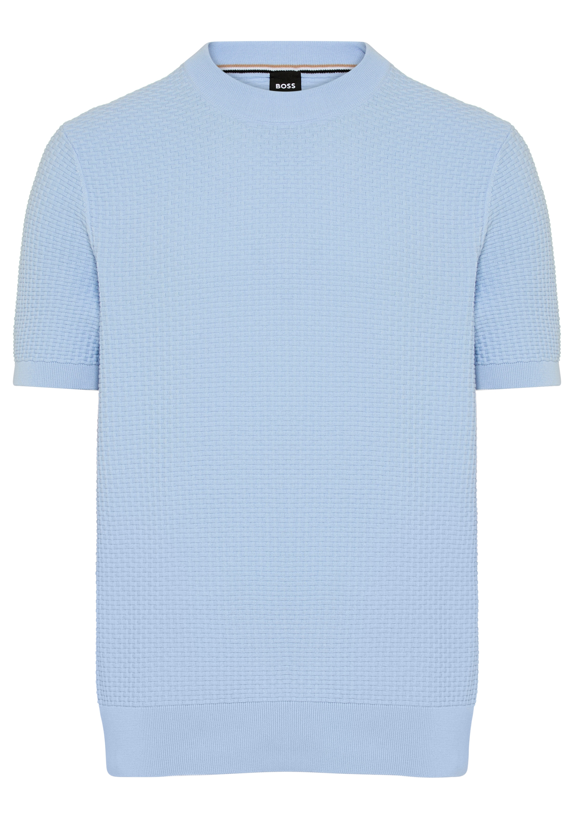 BOSS Kurzarmpullover »Nilton« Premium Menswear Business-Casual-Look, Strukturstrick-Material